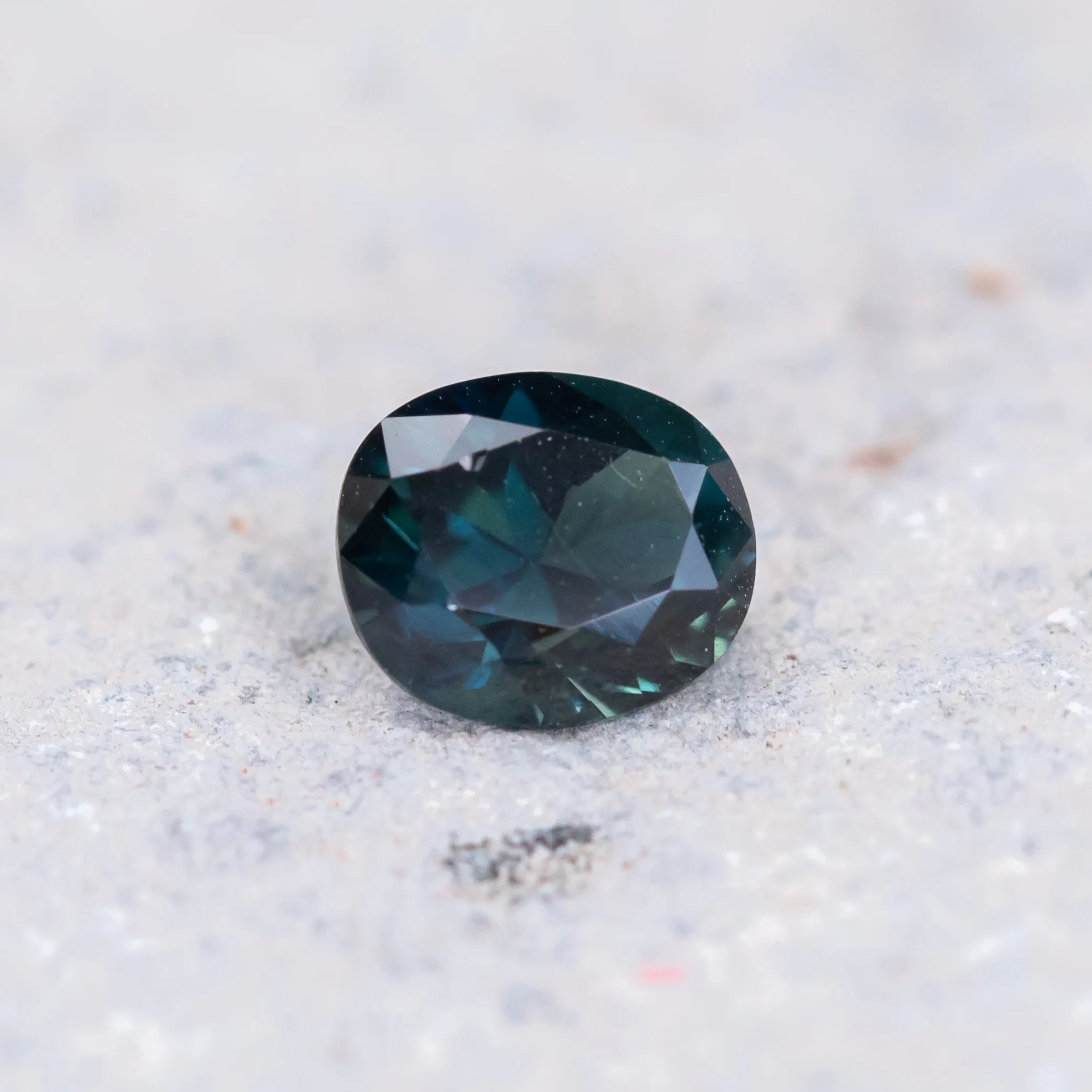 1.45ct NIGERIAN OVAL SAPPHIRE, DEEP BLUE GREEN TEAL, 7.04X6.01X4.24MM, UNTREATED