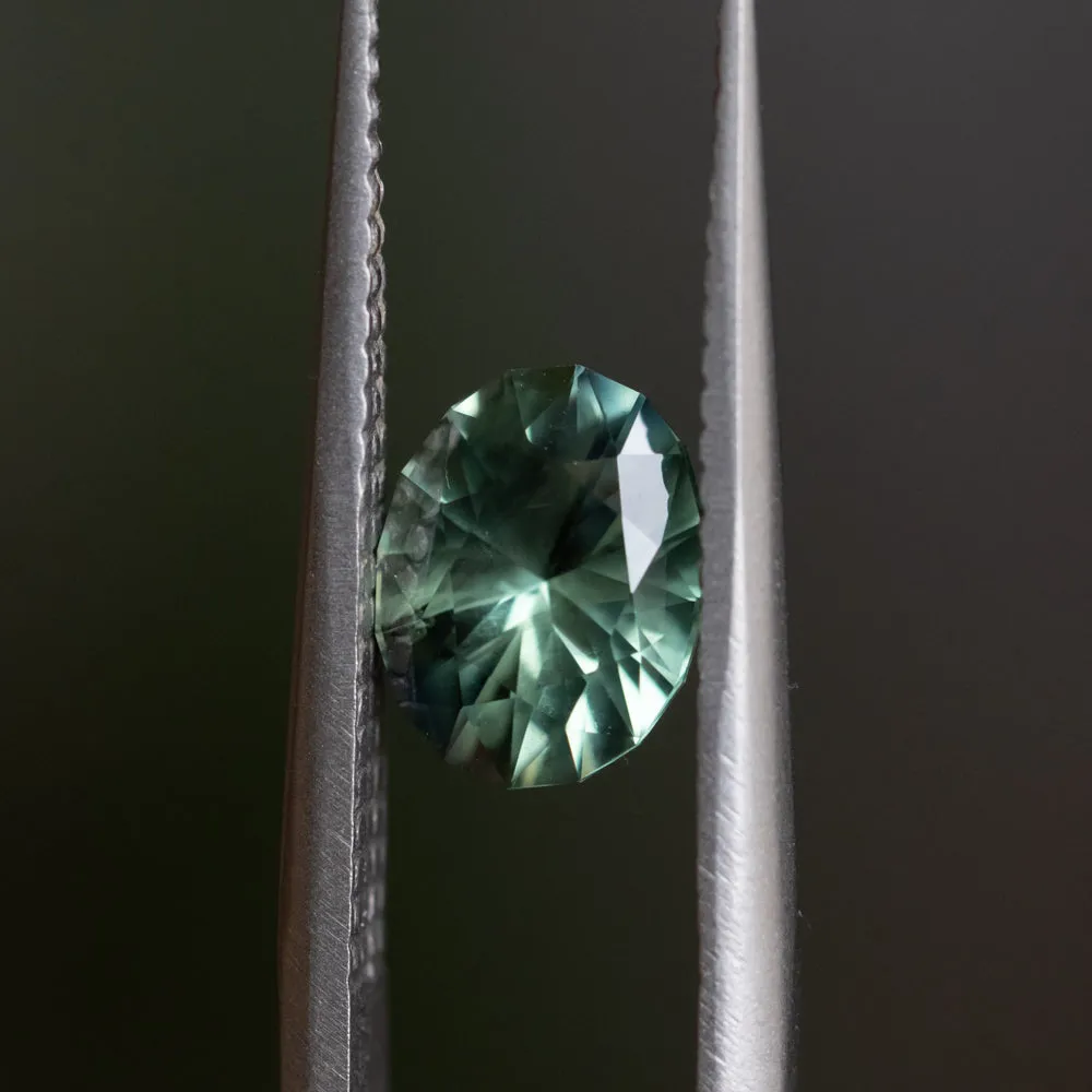 1.46CT PRECISION CUT MADAGASCAR SAPPHIRE, GREEN AND TEAL, 7.44X5.94MM