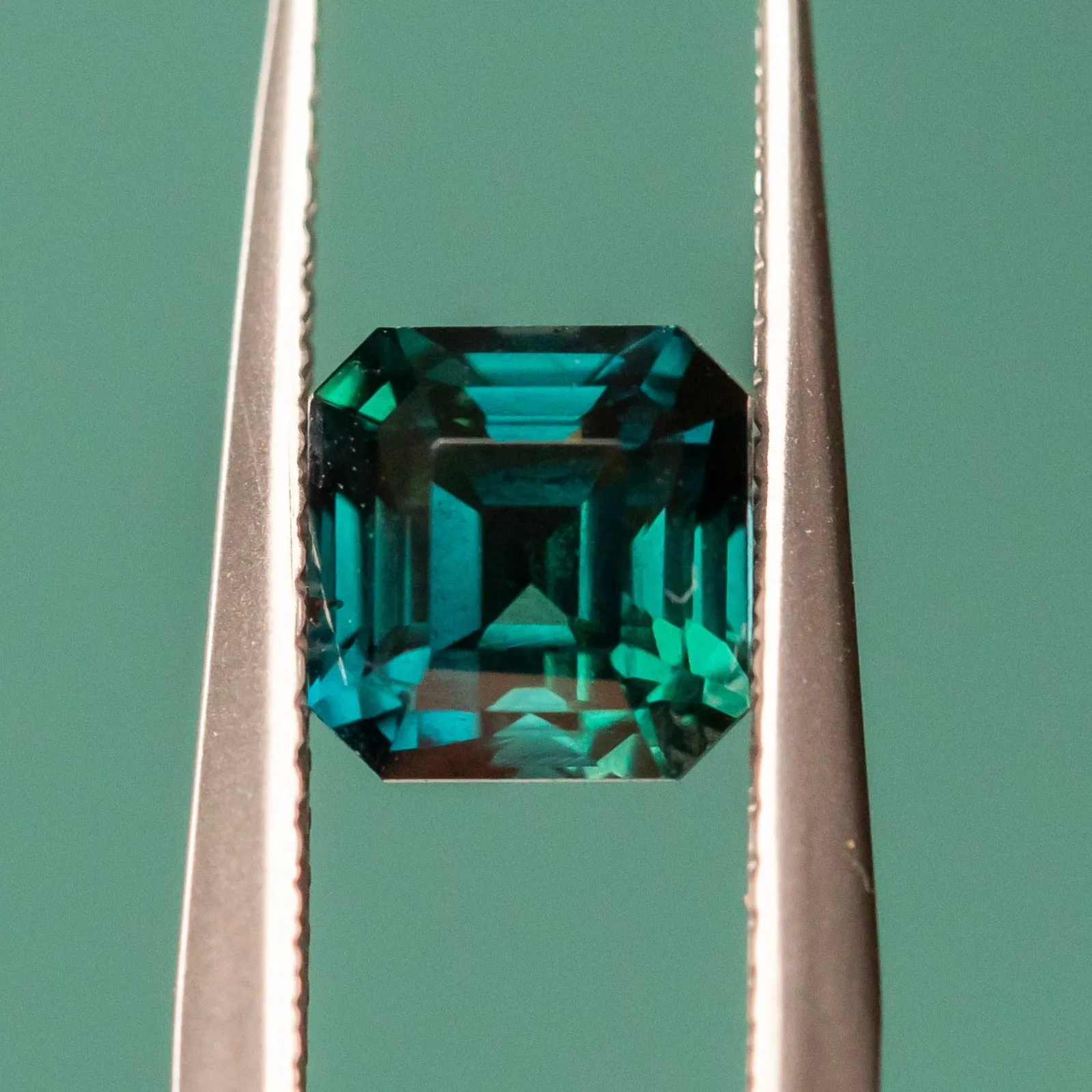 2.27CT ASSCHER CUT AFRICAN SAPPHIRE, DEEP TEAL BLUE, 6.43X6.27X5.26MM