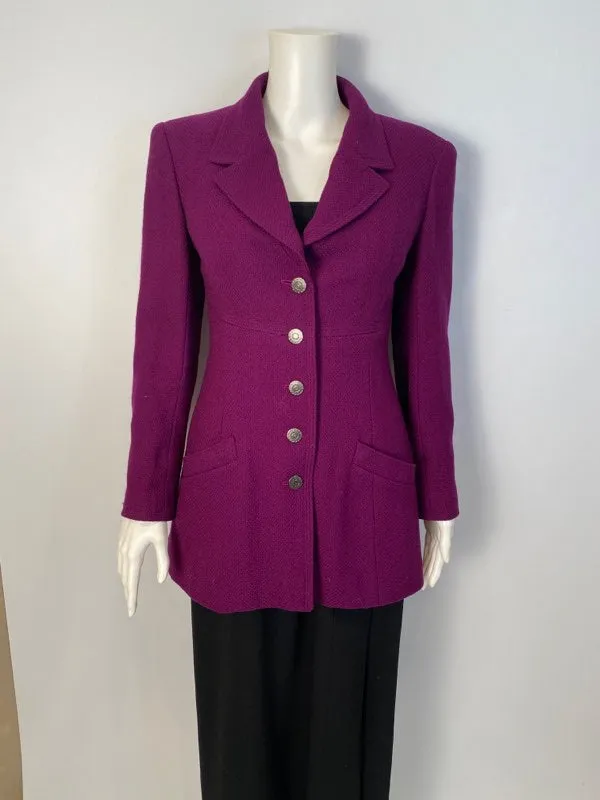 97A, 1997 Fall Chanel Vintage Merlot Jacket Blazer FR 40 US 4