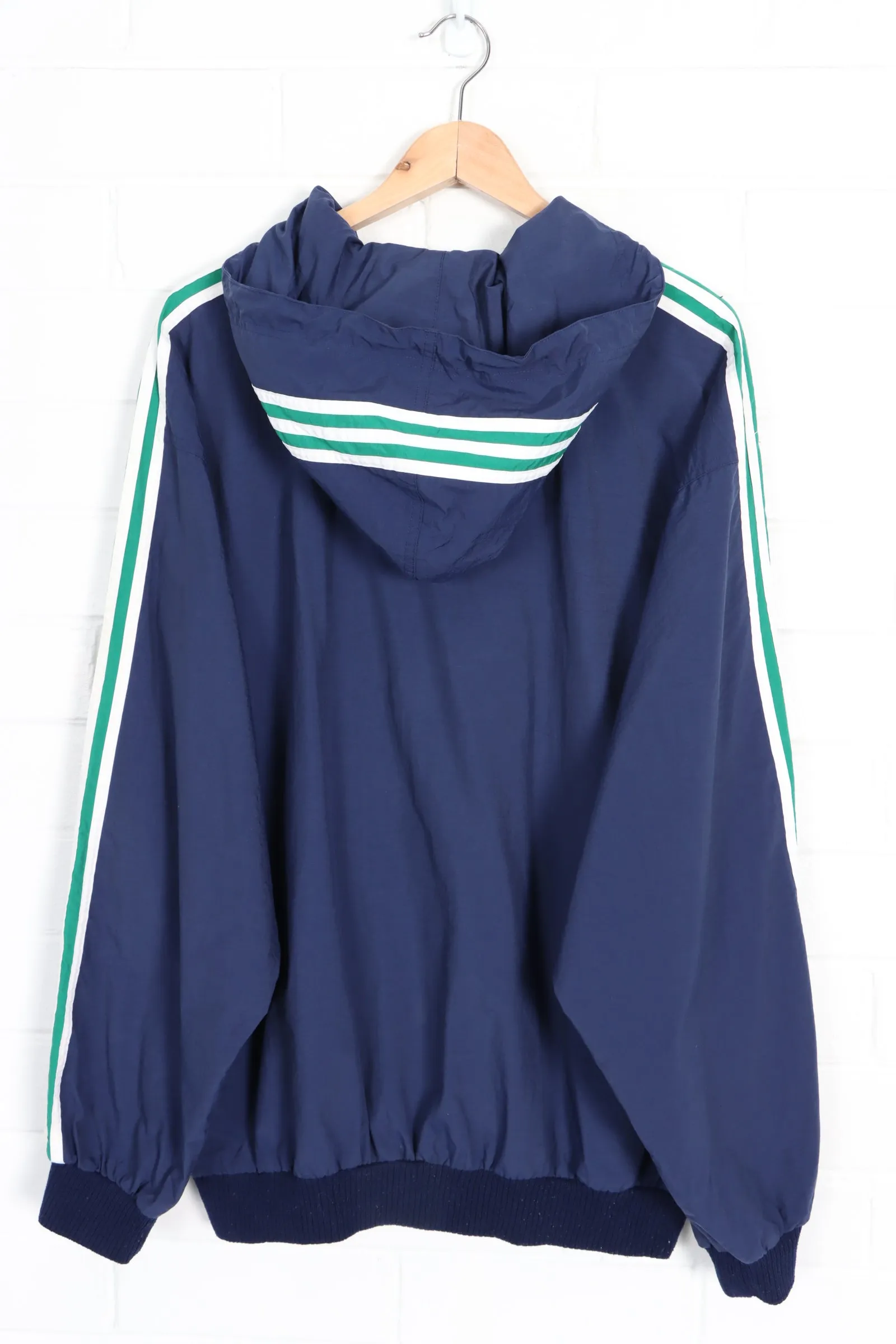 ADIDAS Three Stripe 1/4 Zip Hooded Windbreaker (L)