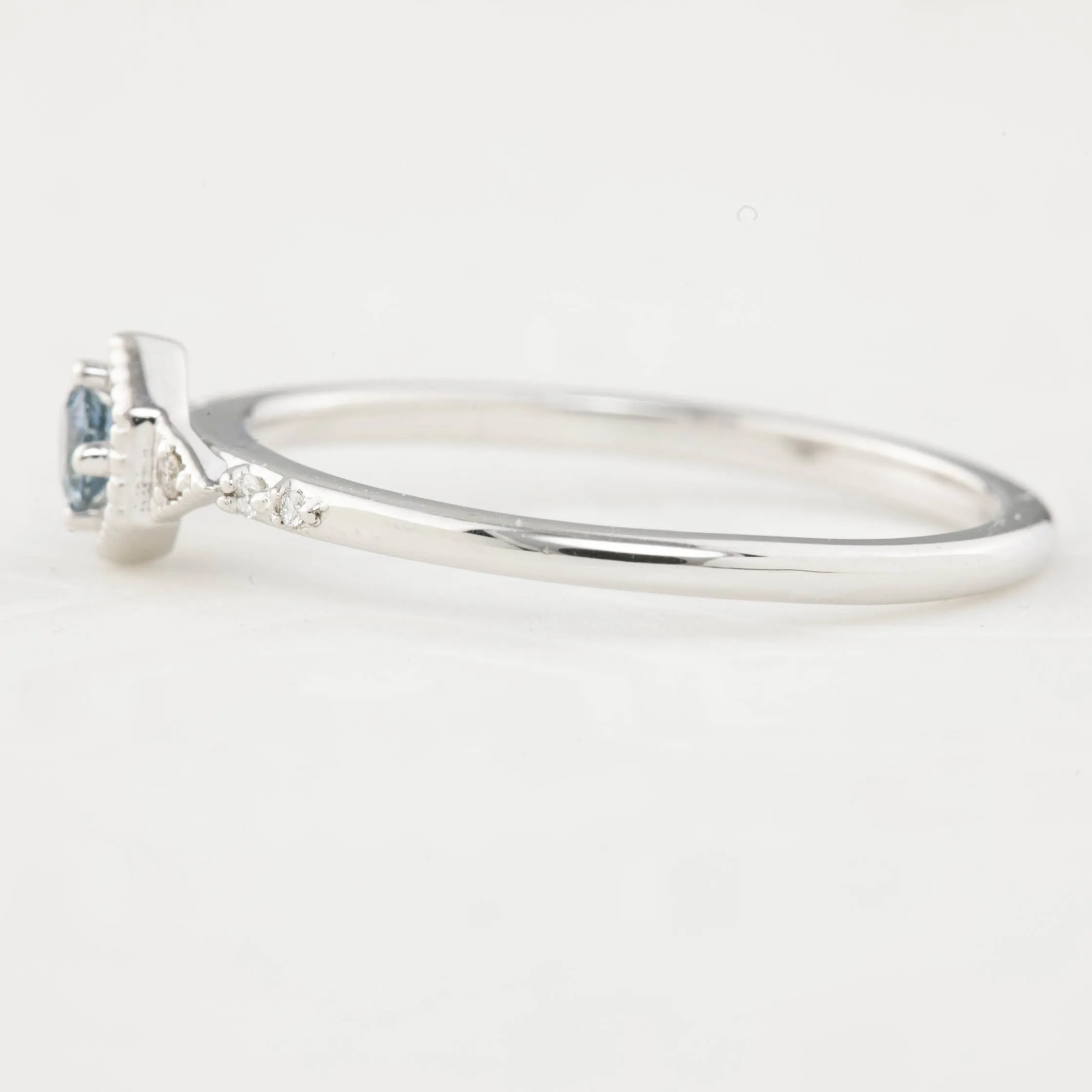 Agatha Hexagon Ring 3mm Montana Sapphire, 14k White Gold