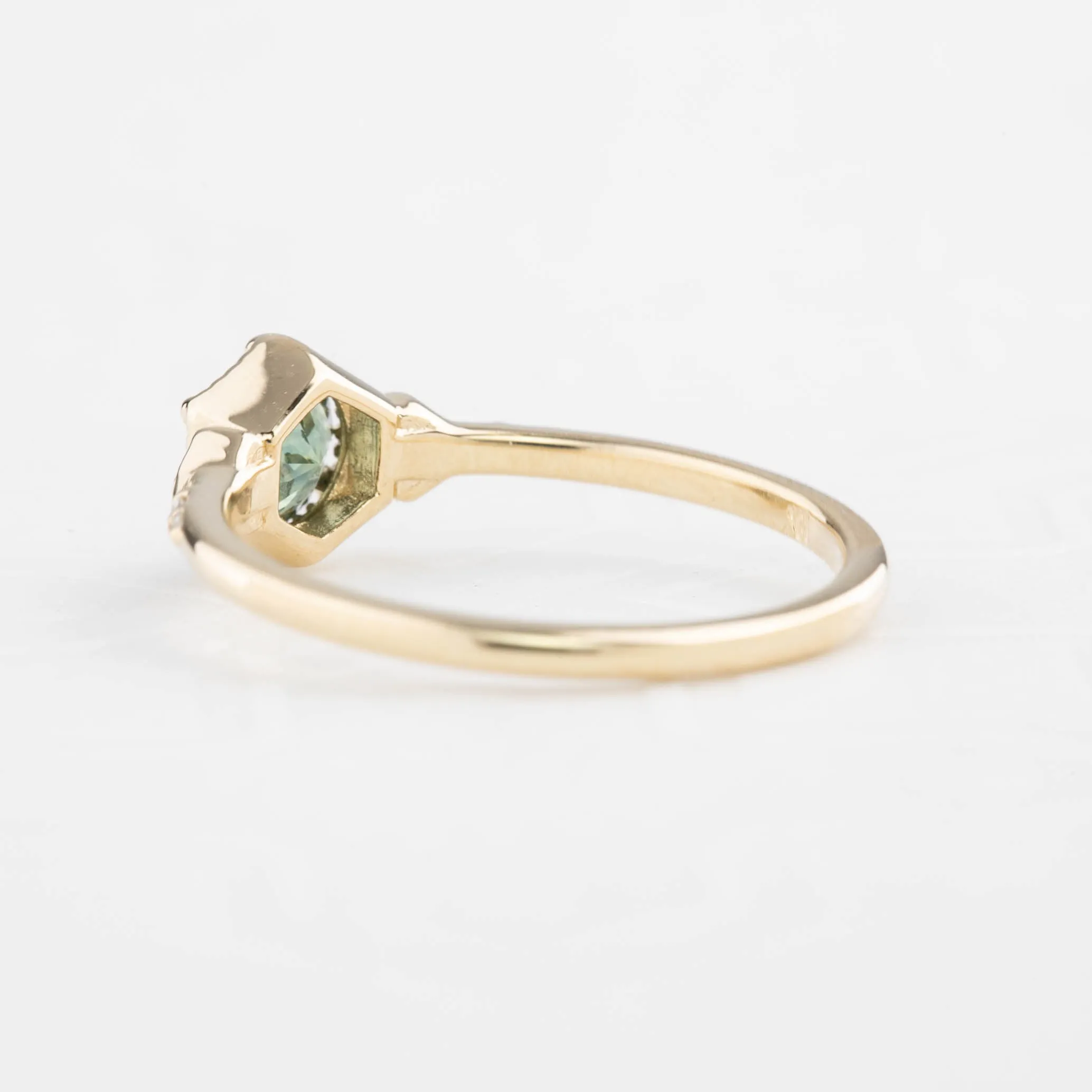 Agatha Ring 0.74ct Round Green Montana Sapphire, 14K Yellow Gold (One of a kind)