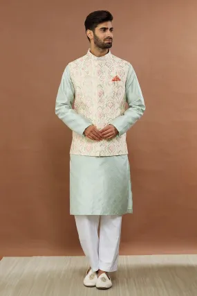 Aham Vayam's Nehru Jacket with Gulistan kurta set - Rent