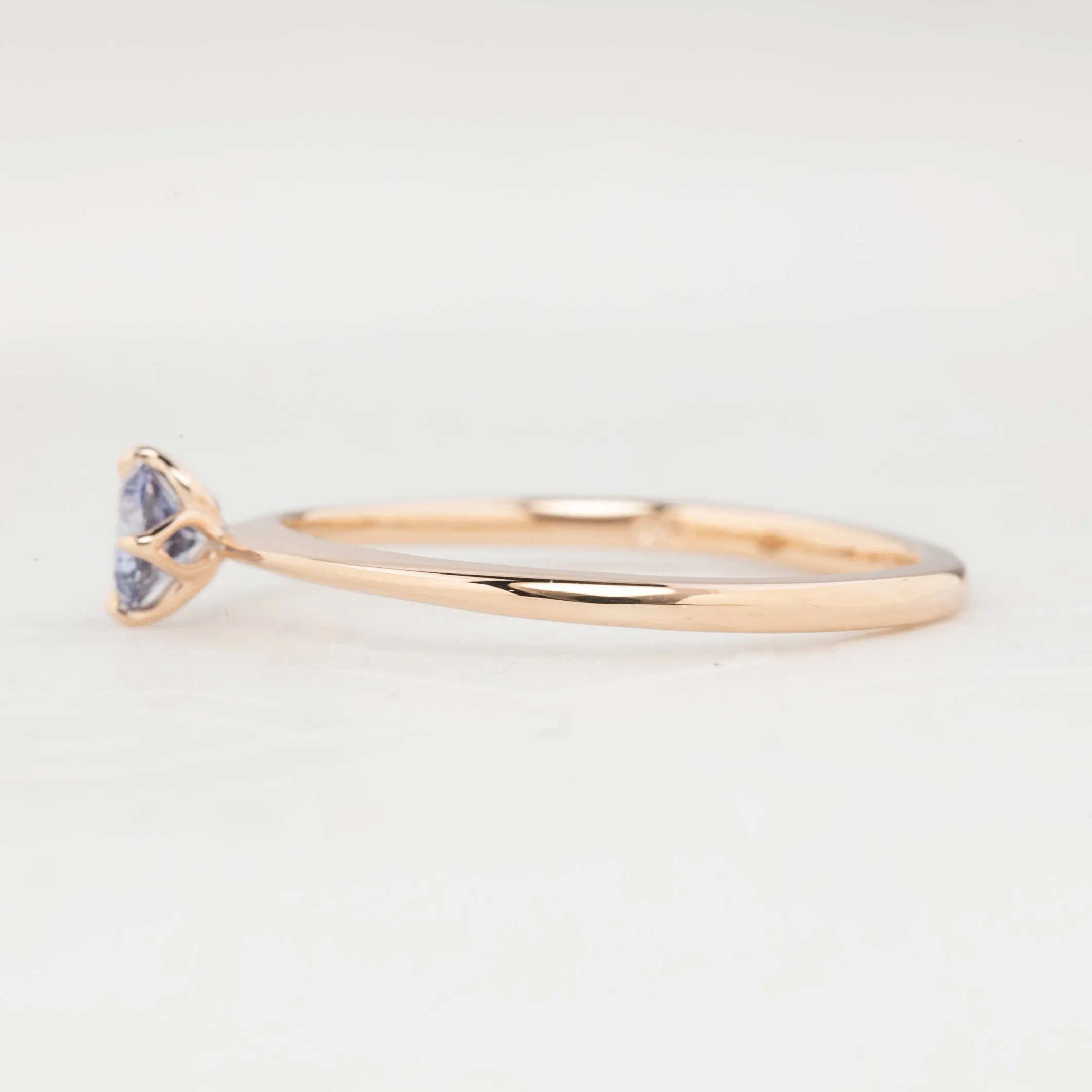 Alice Ring 4mm 0.30ct Blue Ceylon Sapphire, 14k Rose Gold