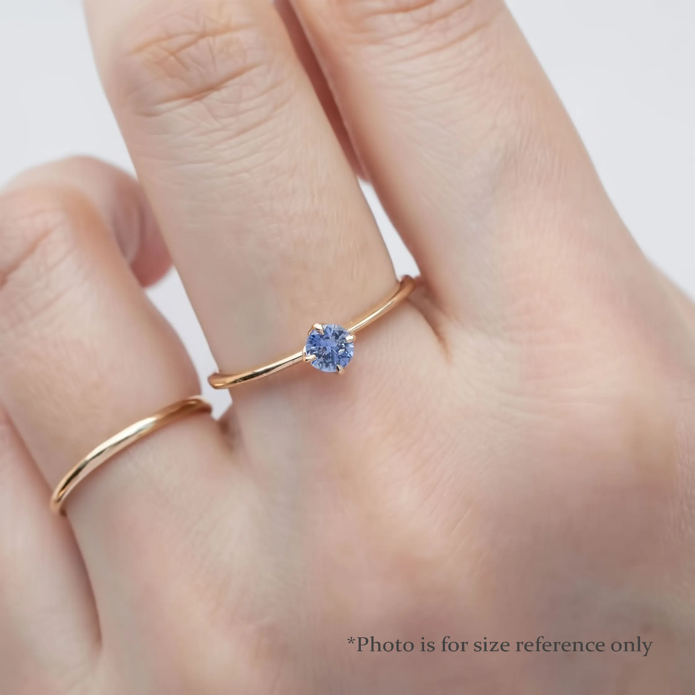 Alice Ring 4mm 0.30ct Blue Ceylon Sapphire, 14k Rose Gold