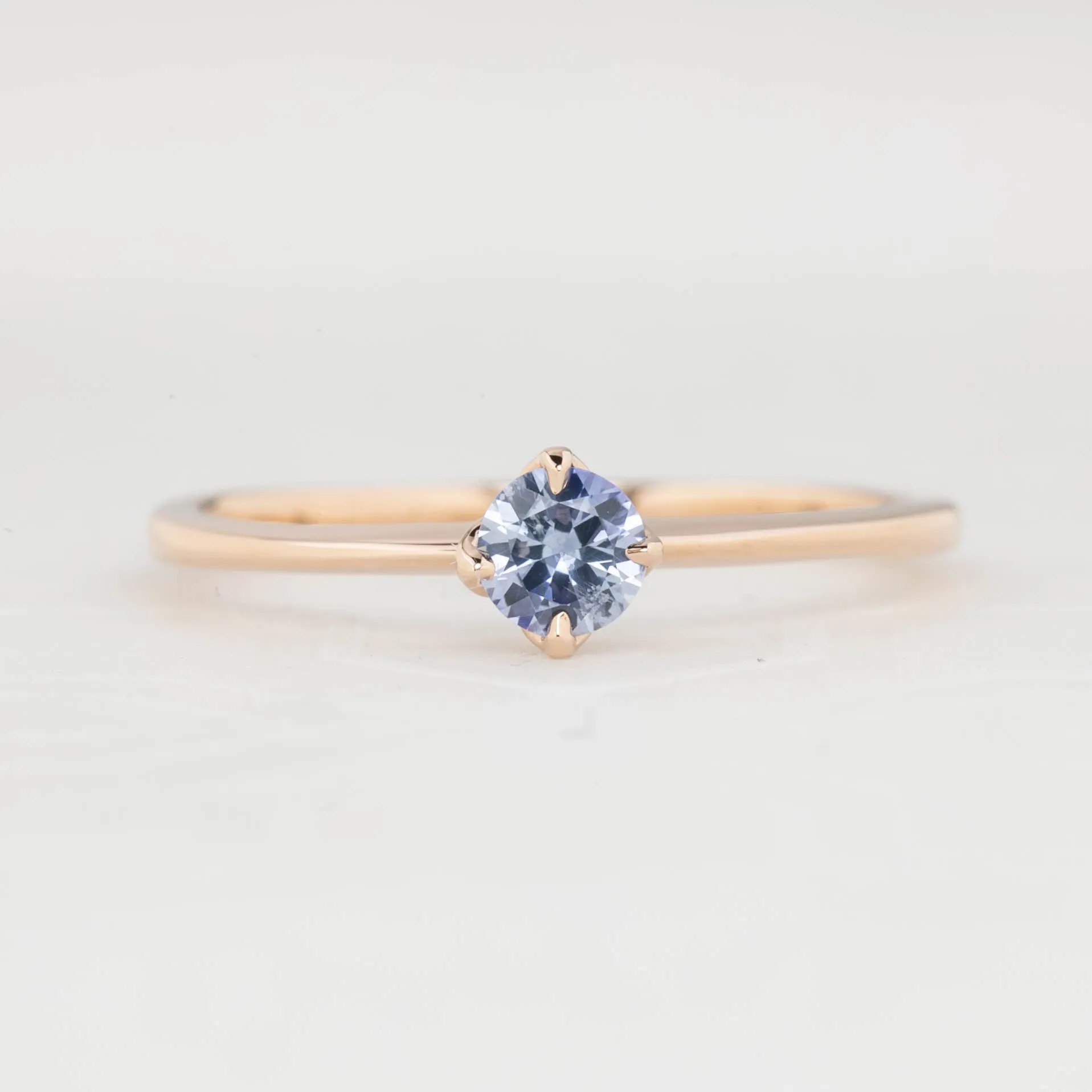 Alice Ring 4mm 0.30ct Blue Ceylon Sapphire, 14k Rose Gold