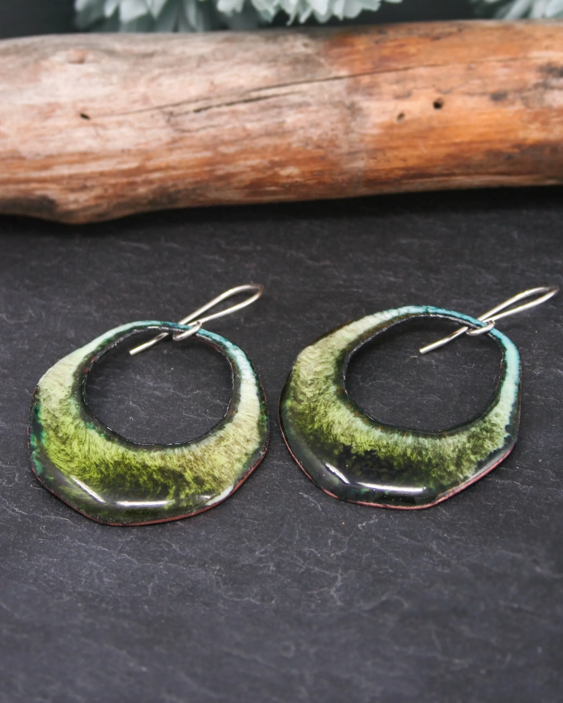 Batik earrings- kelp forest [ready to ship]