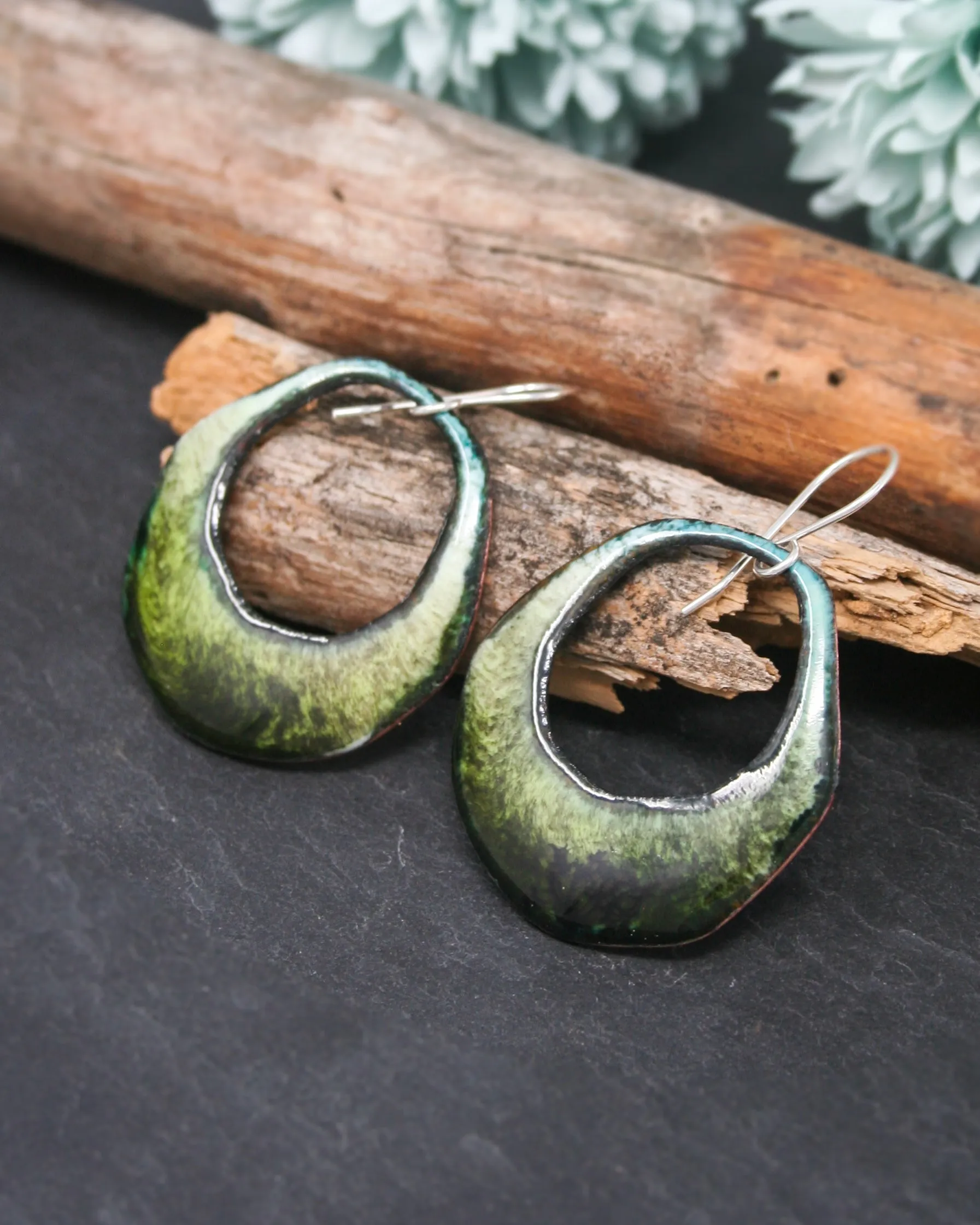 Batik earrings- kelp forest [ready to ship]