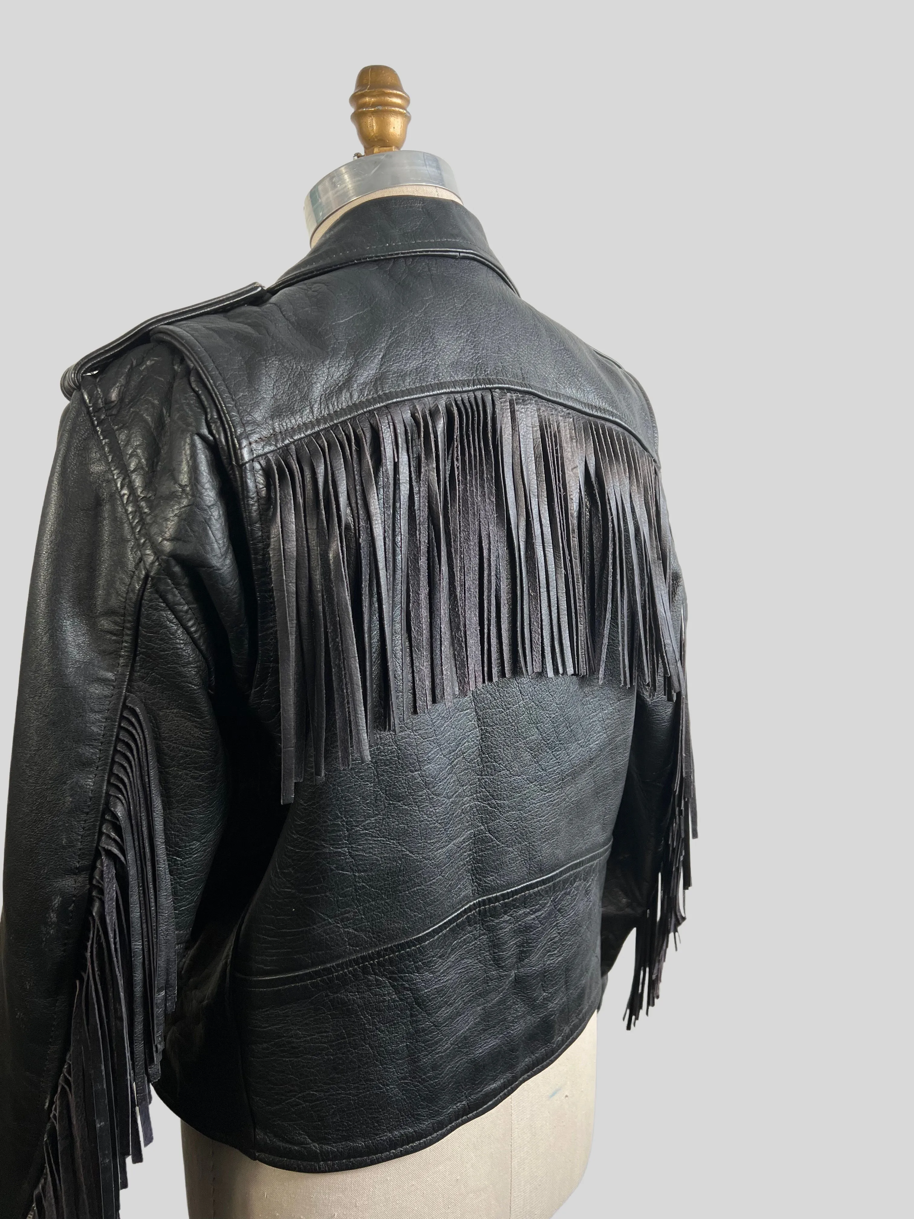 BIKER ESSENTIAL Vintage 80's 90s Wild Rider Fringe Jacket, Men's Size Med/Large