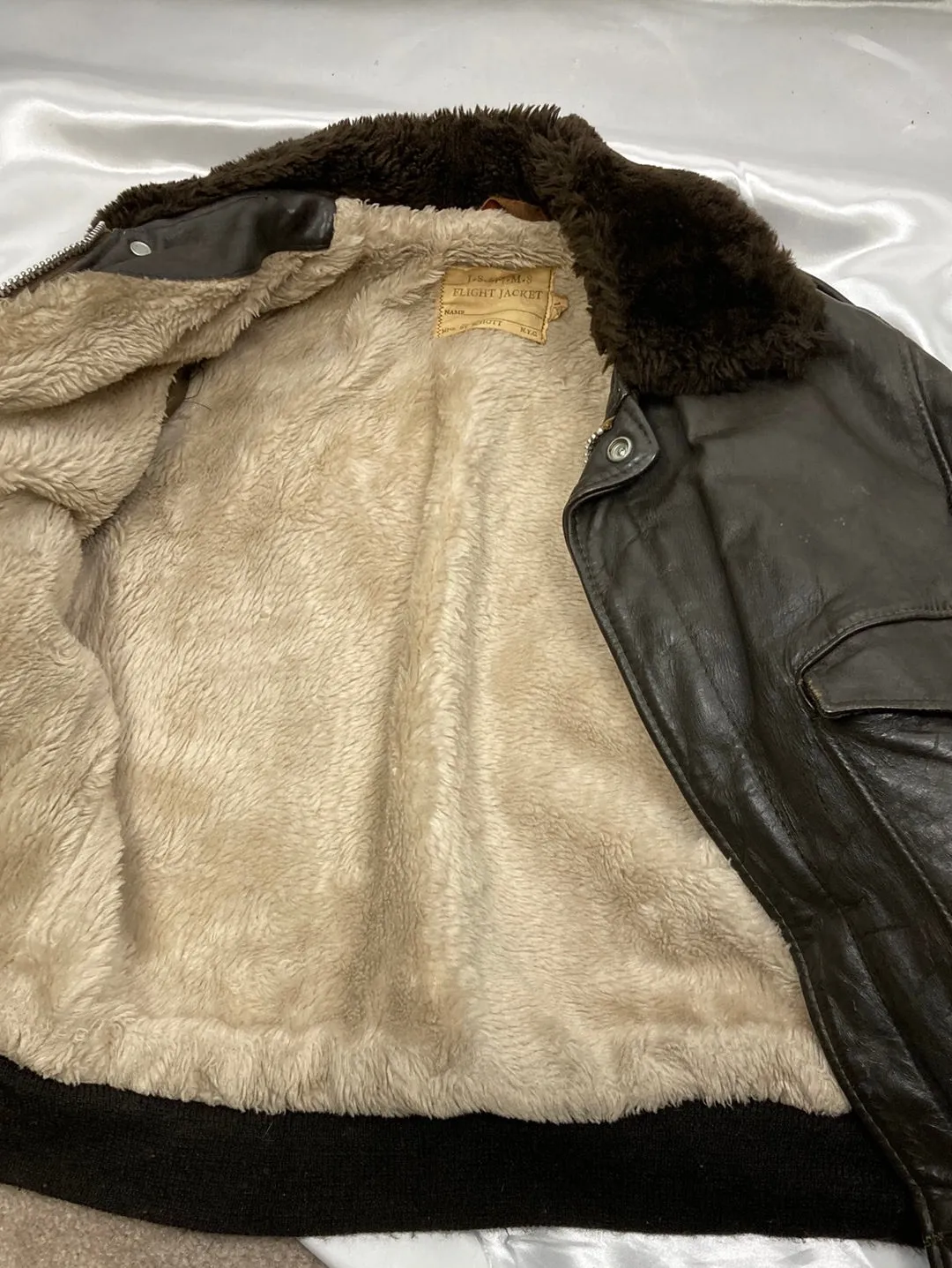 Black Flight Jacket w/fur collar Child size 18 /XS Adult