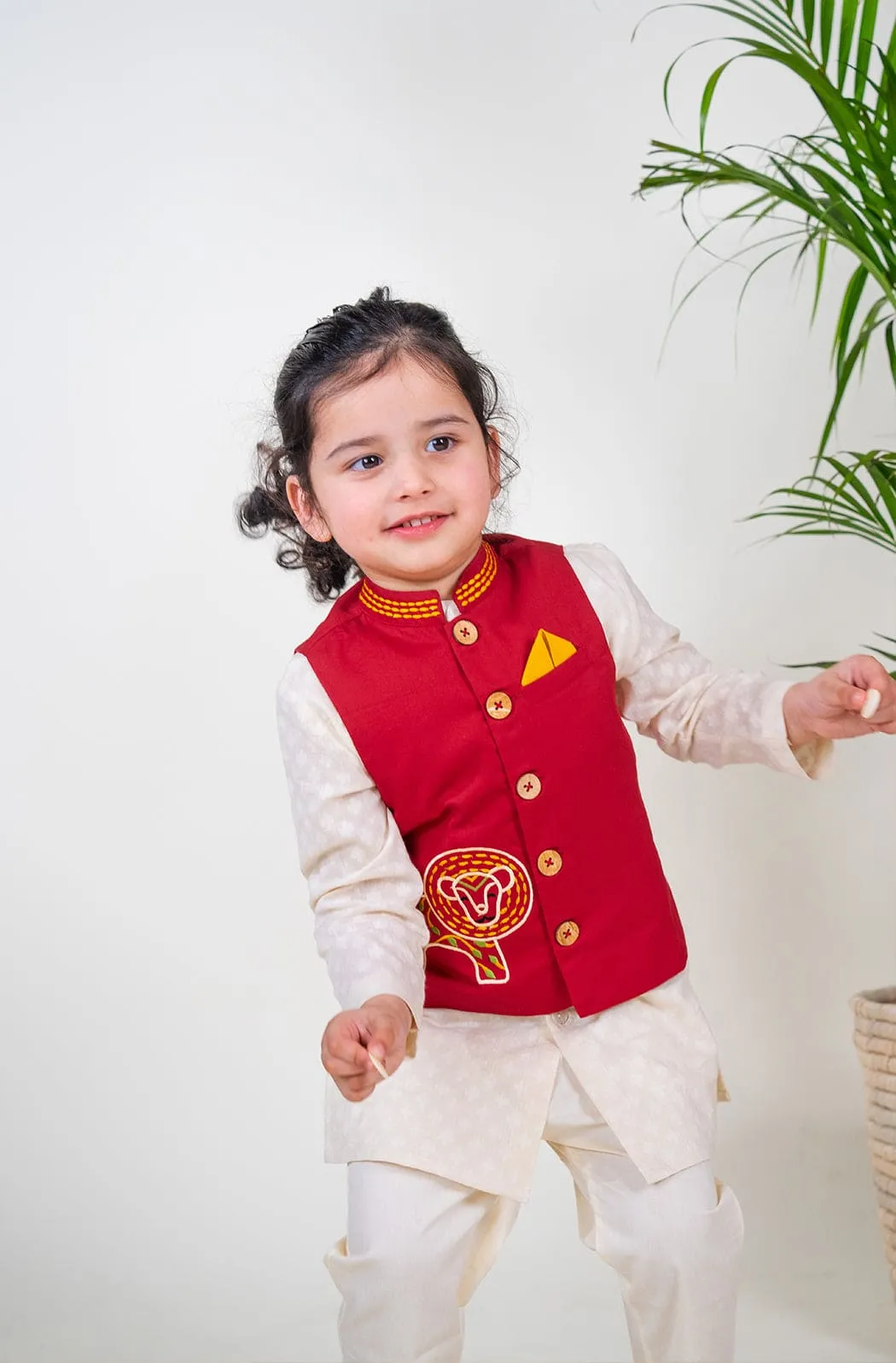 Boy Lion Bundi Jacket - Red