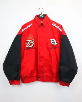 Mens Large Budweiser Racing Jacket - Vintage Style, Adjustable Fit, Perfect for Fans