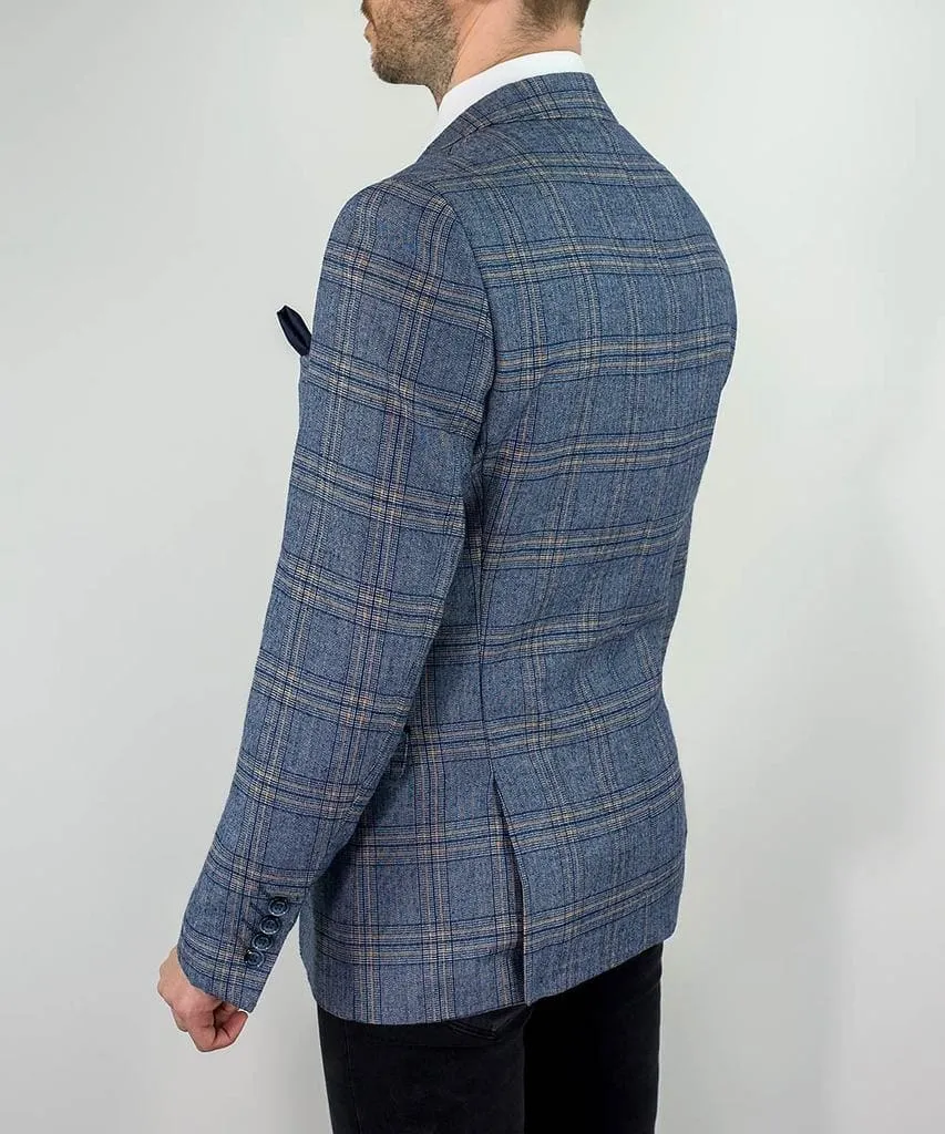 Cavani Brendan Blue Sim Fit check Jacket