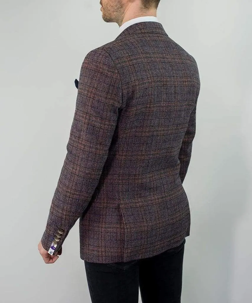 Cavani Brendan Wine Slim Fit Check Jacket