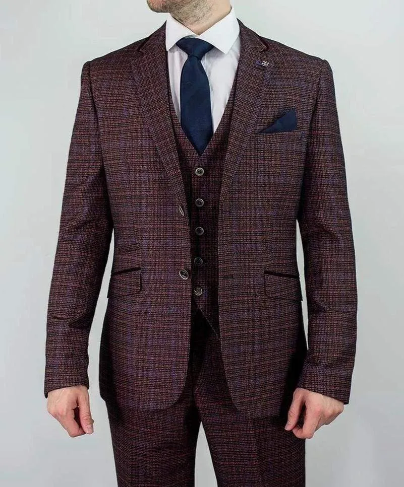 Cavani Carly Wine Tweed Men's Blazer