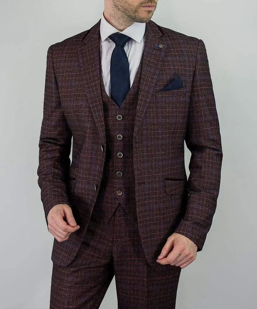 Cavani Carly Wine Tweed Men's Blazer