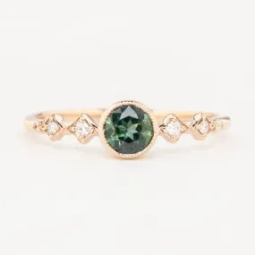 Celeste Ring 4.75mm 0.50ct Green Queensland Sapphire, 14k Rose Gold