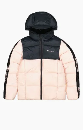 Champion Girls' hooded down jacket 404518 PS075 SFP/NBK pink-black