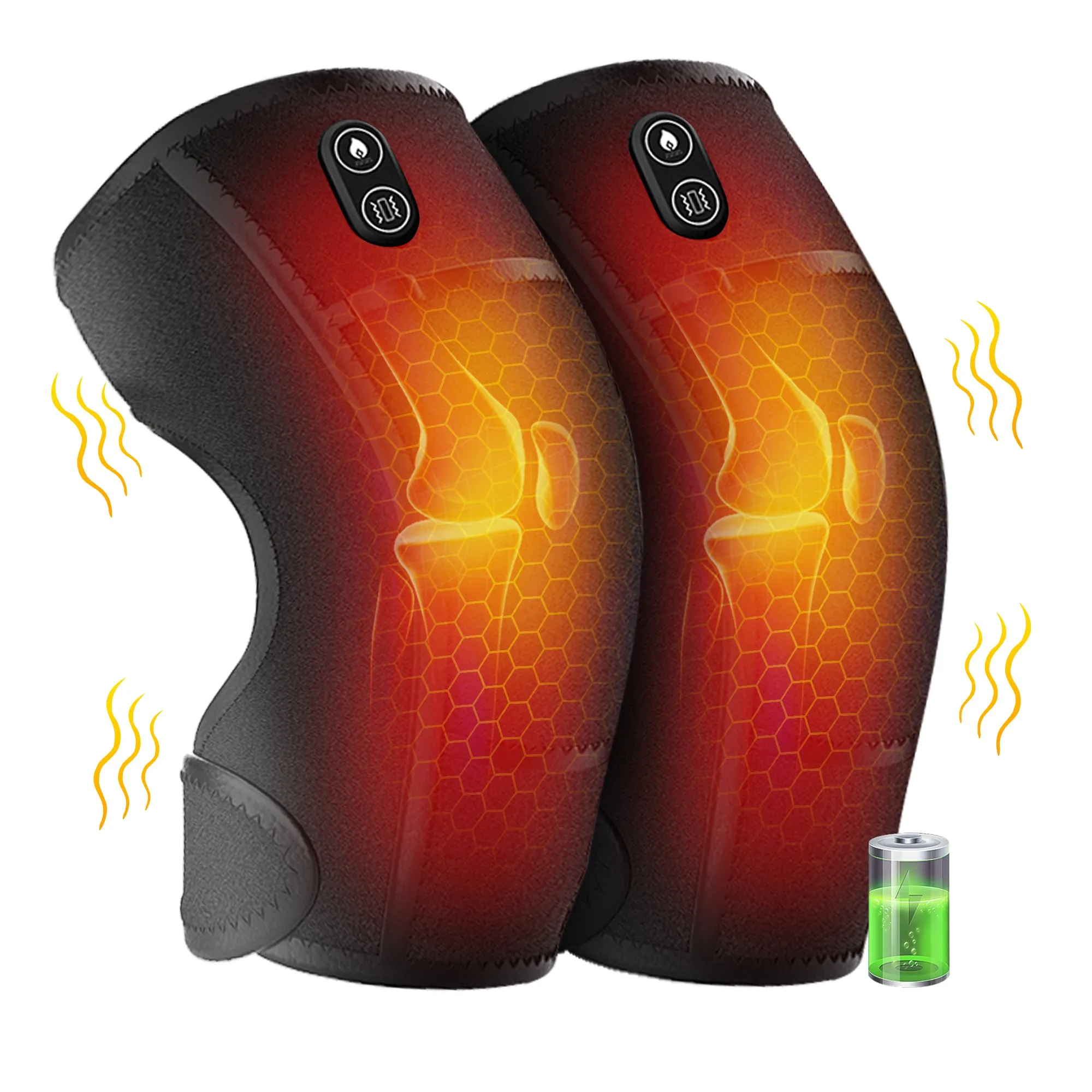 Cordless Graphene Vibration Knee Massager with 5 Adjustable Heat & 7 Intensities - 536