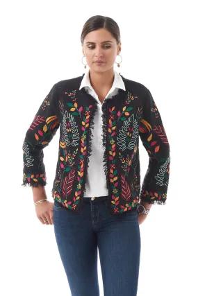 Cotton Embroidered Jacket in Black