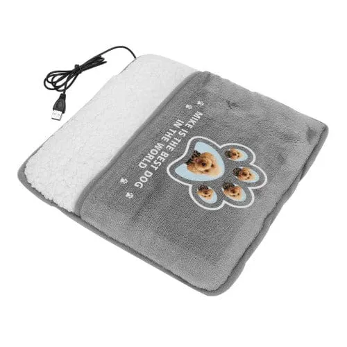 Custom Pet Dog Face&Name Paw Print Electric Heating Pad Foot Warmer