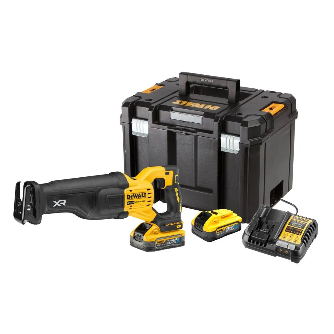 DeWalt DCS386H2T 18V XR Brushless Reciprocating Saw with 2 x 5.0Ah Powerstack Battery, Charger & Case