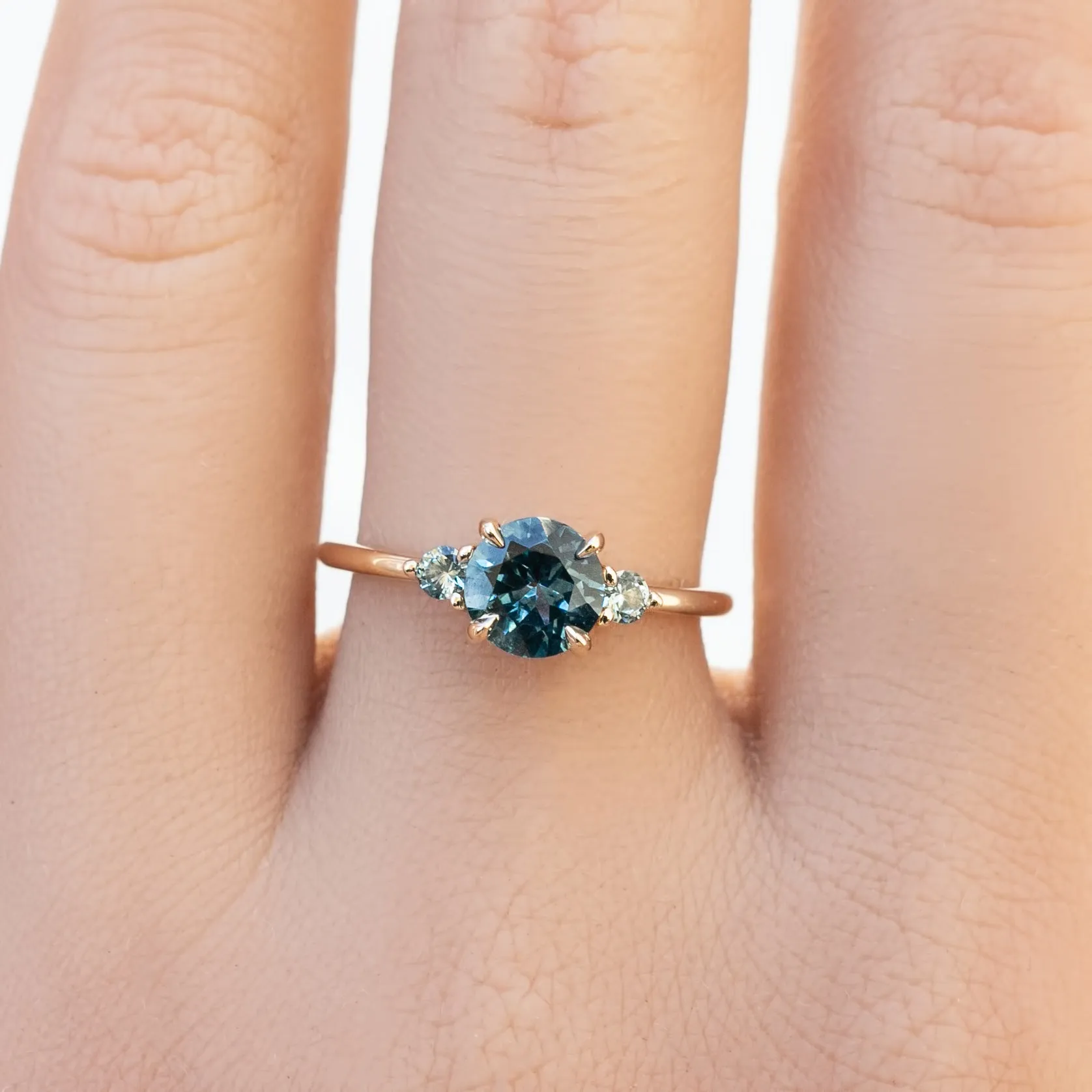 Emilie Grand Ring 1.18ct Teal Blue Montana Sapphire, 14k Yellow Gold (One of a kind)