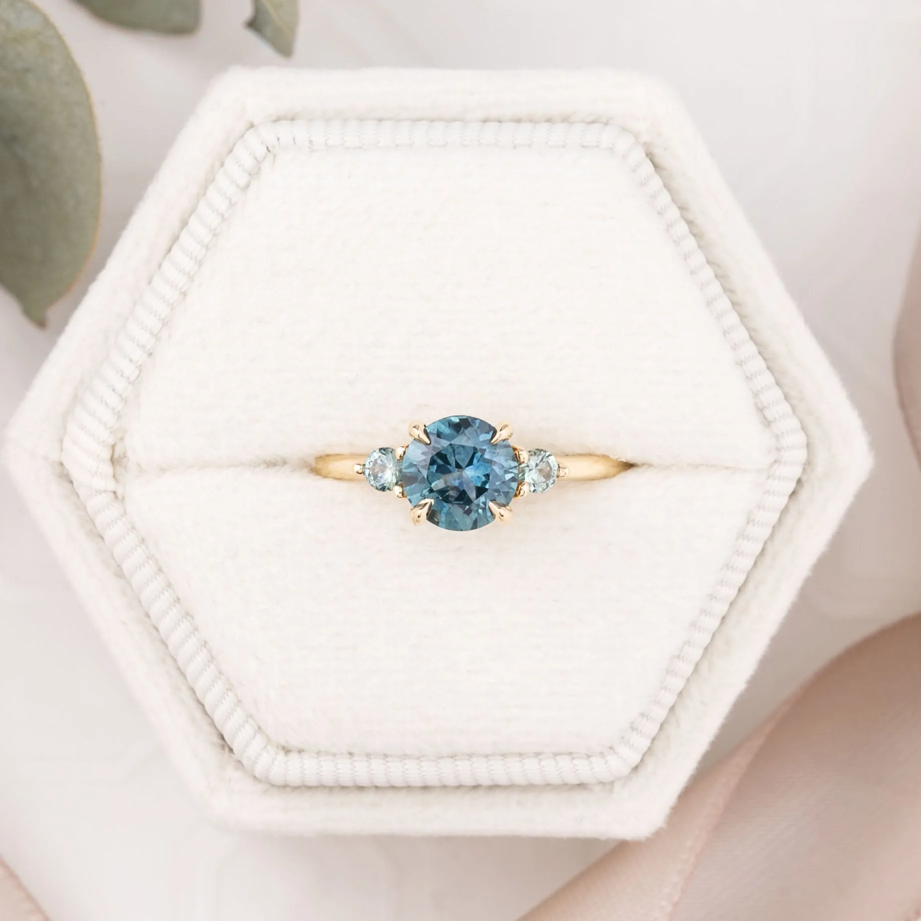 Emilie Grand Ring 1.18ct Teal Blue Montana Sapphire, 14k Yellow Gold (One of a kind)