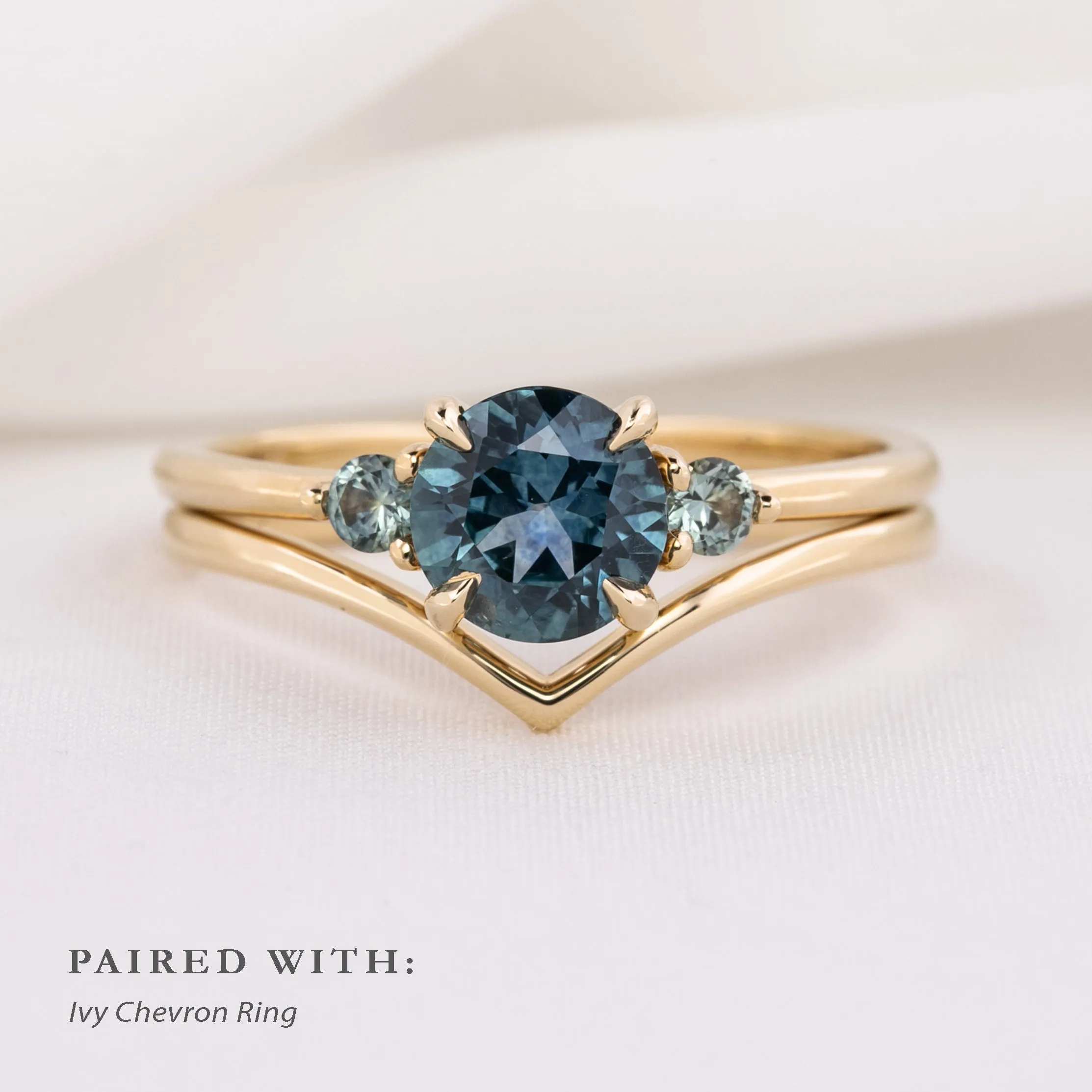 Emilie Grand Ring 1.18ct Teal Blue Montana Sapphire, 14k Yellow Gold (One of a kind)