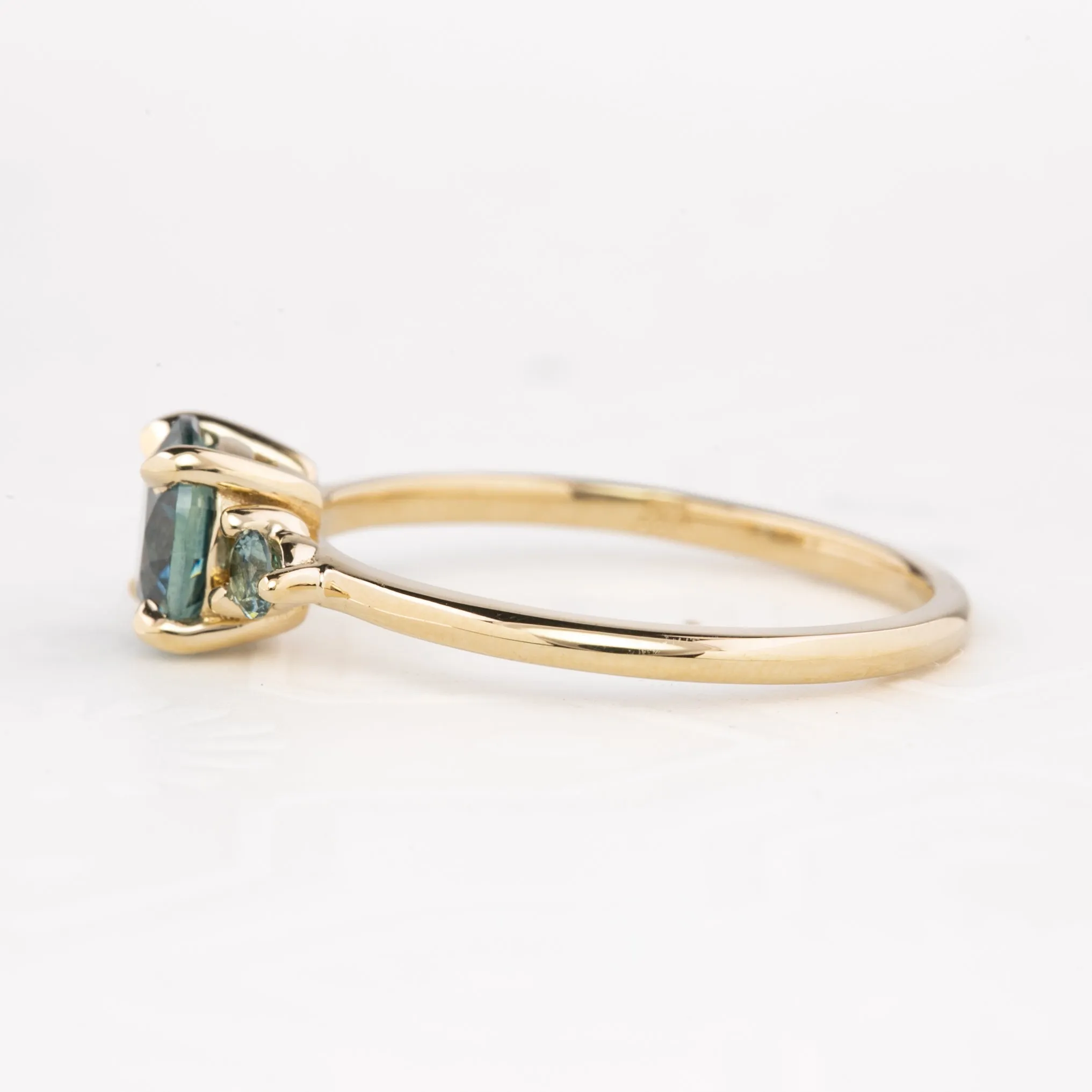 Emilie Grand Ring 1.18ct Teal Blue Montana Sapphire, 14k Yellow Gold (One of a kind)