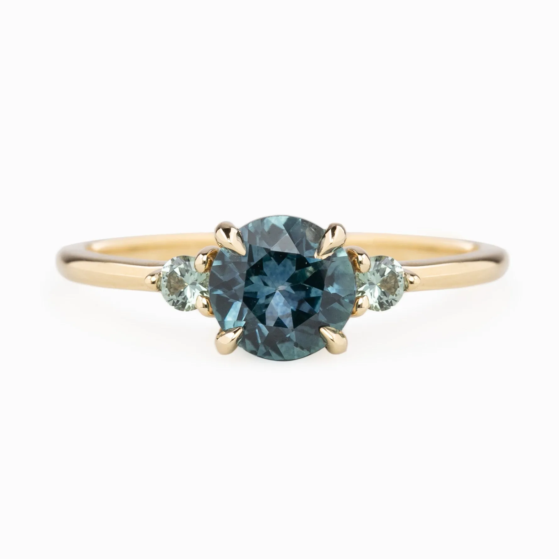 Emilie Grand Ring 1.18ct Teal Blue Montana Sapphire, 14k Yellow Gold (One of a kind)