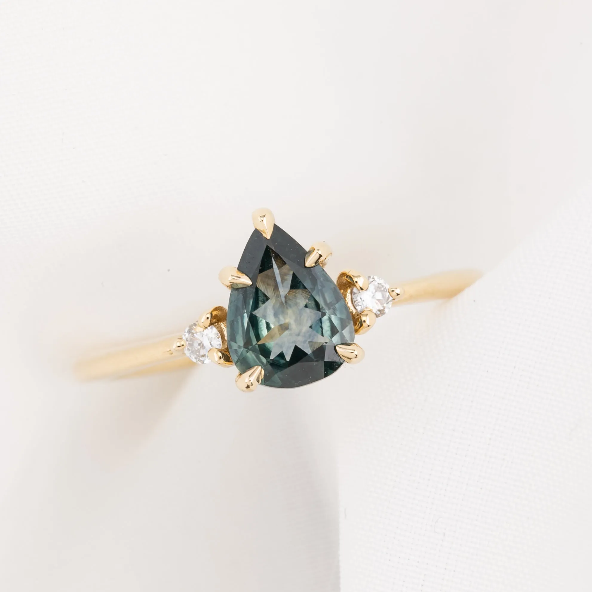 Emilie Ring 0.97ct Green Montana Sapphire, 14K Yellow Gold (One of a kind)