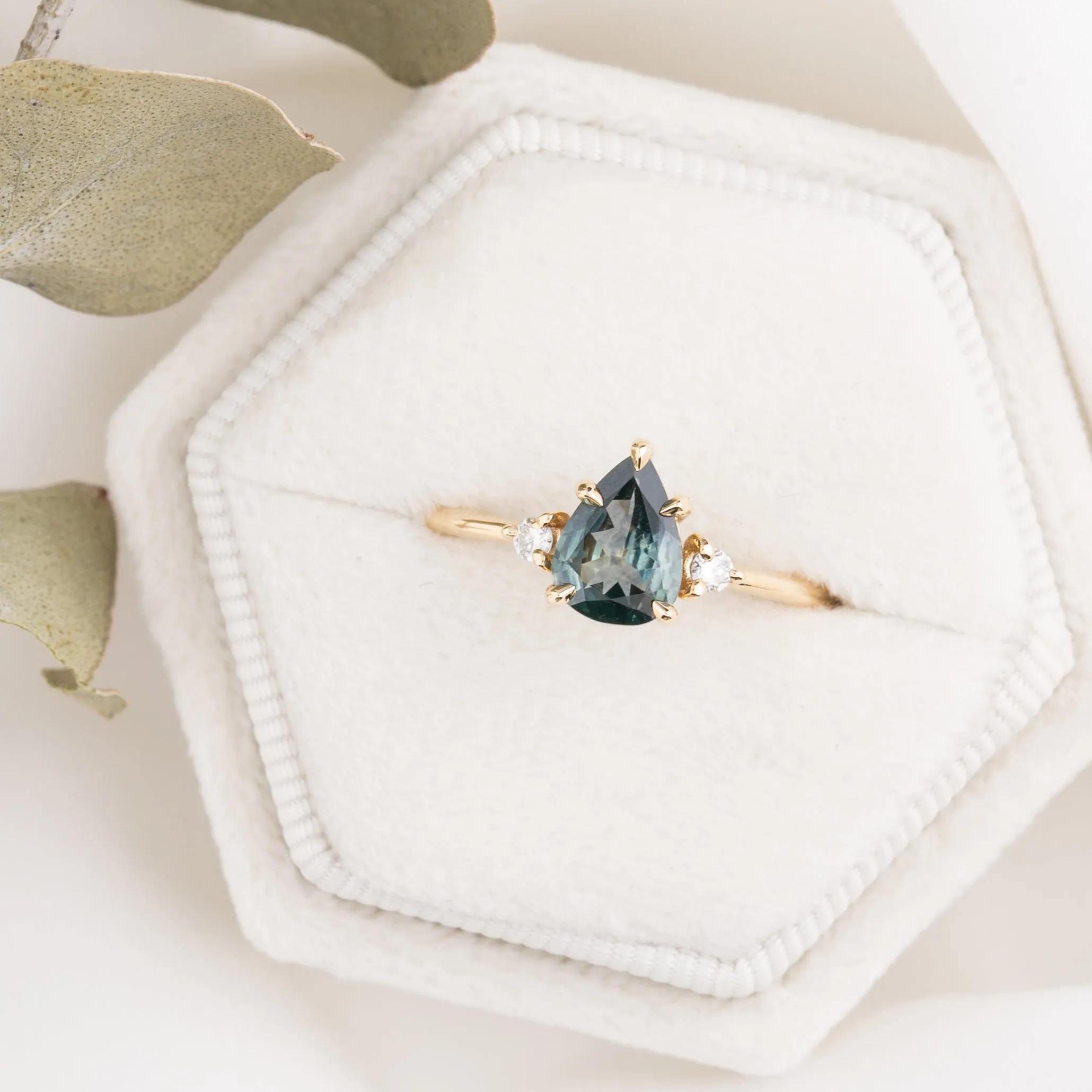 Emilie Ring 0.97ct Green Montana Sapphire, 14K Yellow Gold (One of a kind)