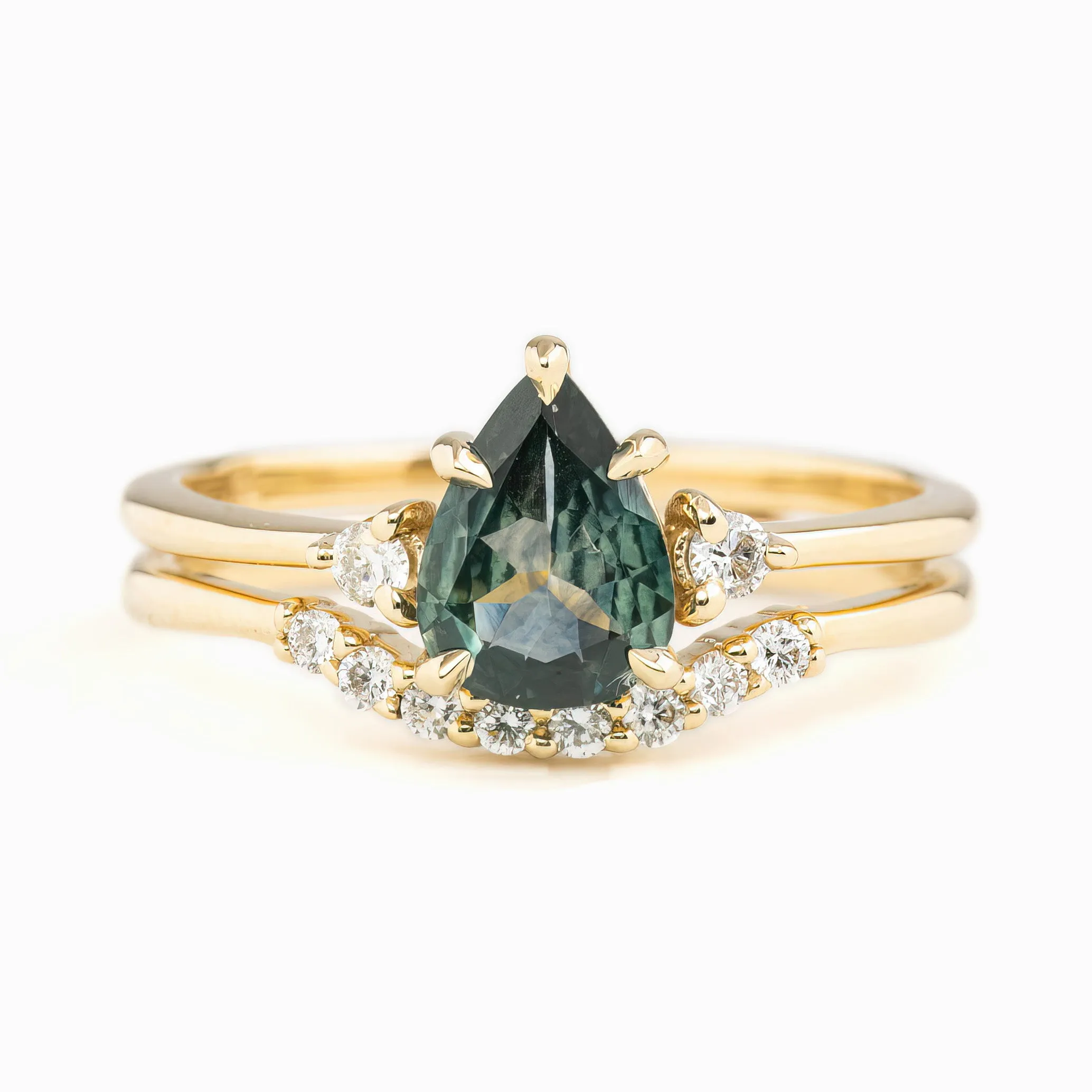 Emilie Ring 0.97ct Green Montana Sapphire, 14K Yellow Gold (One of a kind)