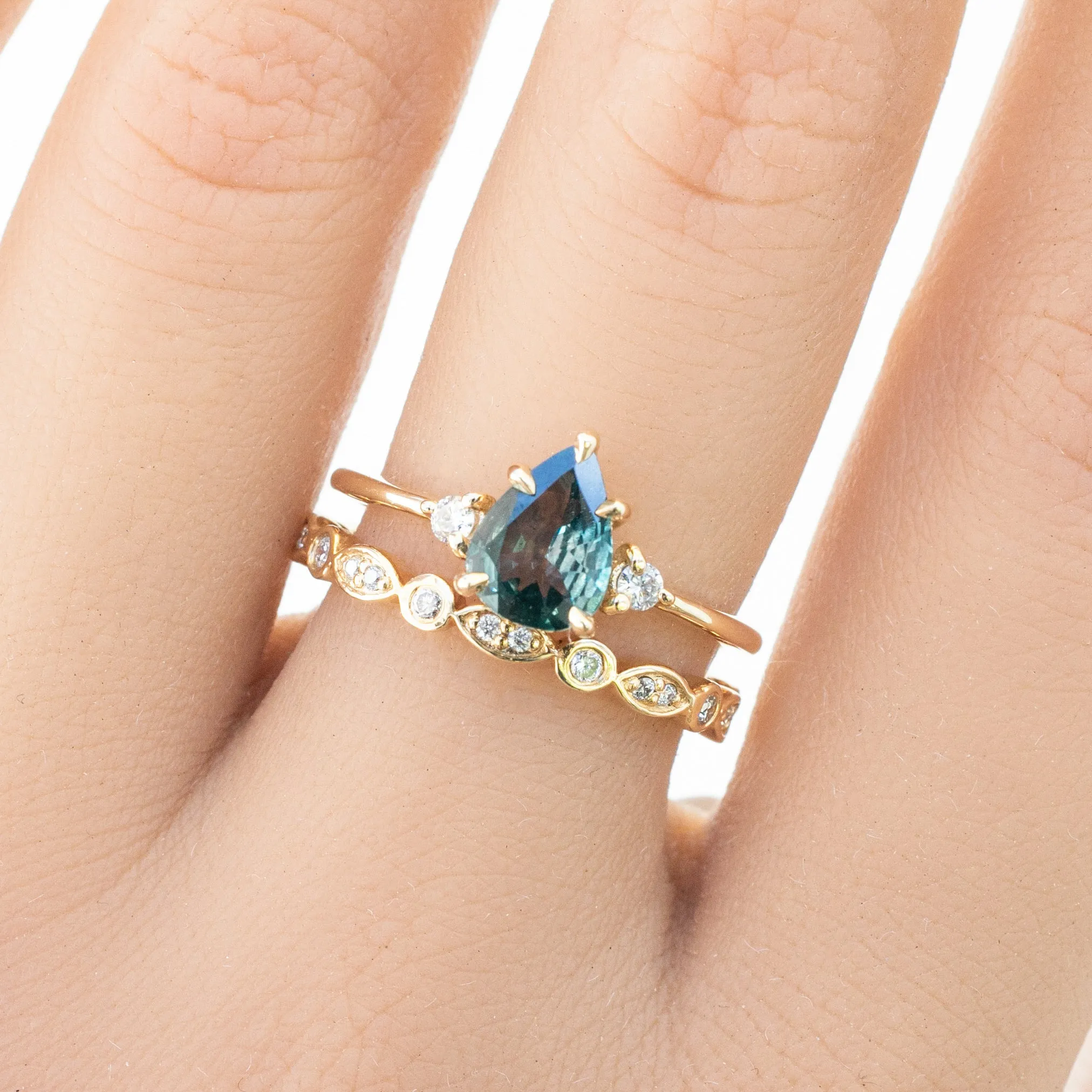 Emilie Ring 0.97ct Green Montana Sapphire, 14K Yellow Gold (One of a kind)