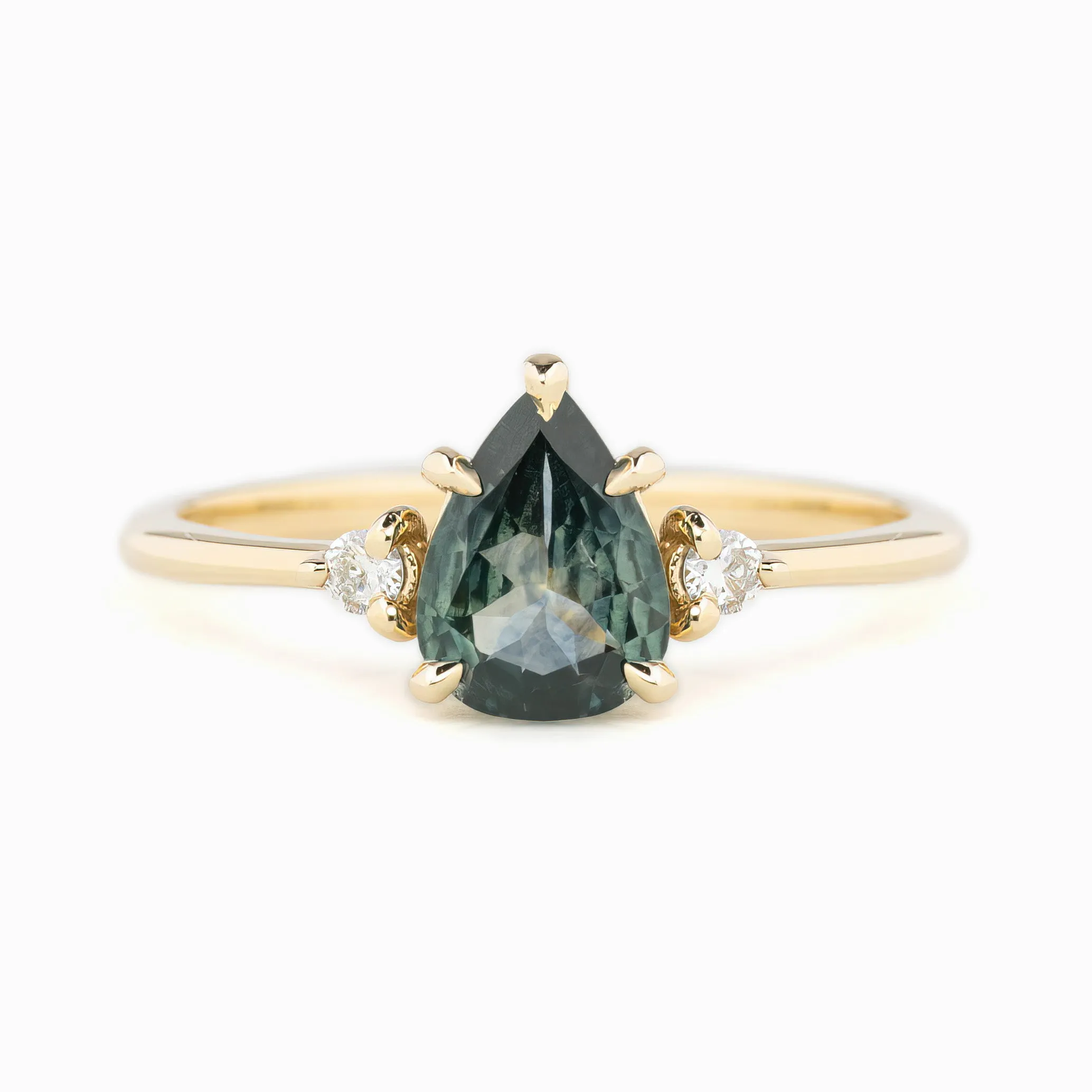 Emilie Ring 0.97ct Green Montana Sapphire, 14K Yellow Gold (One of a kind)