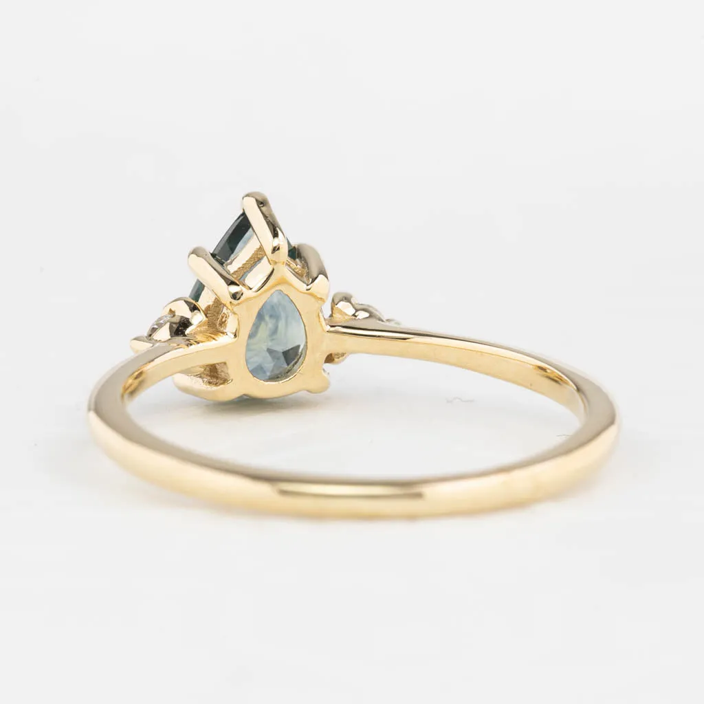 Emilie Ring 0.97ct Green Montana Sapphire, 14K Yellow Gold (One of a kind)