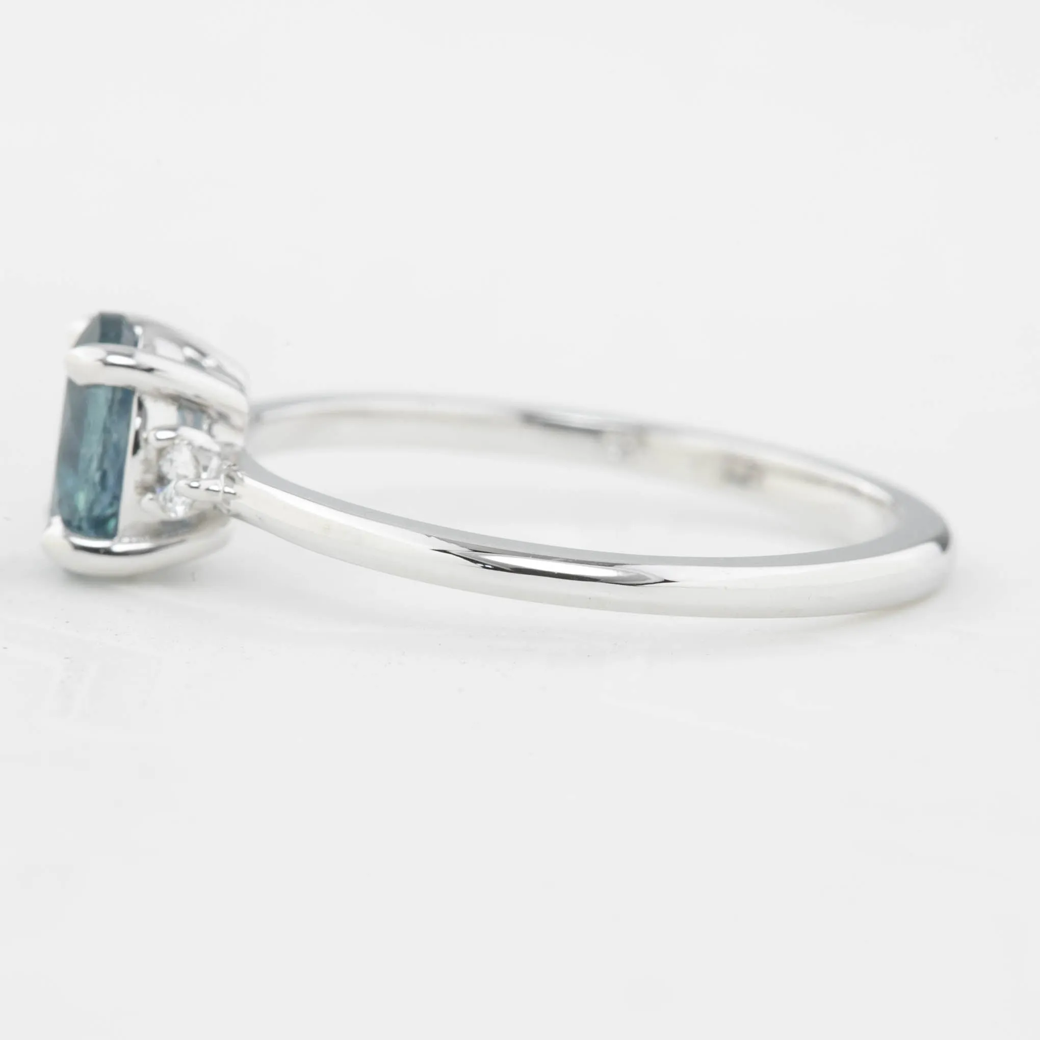 Emilie Ring - 1ct Blue Montana Sapphire, 14k white gold (One of a kind)