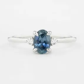 Emilie Ring - 1ct Blue Montana Sapphire, 14k white gold (One of a kind)