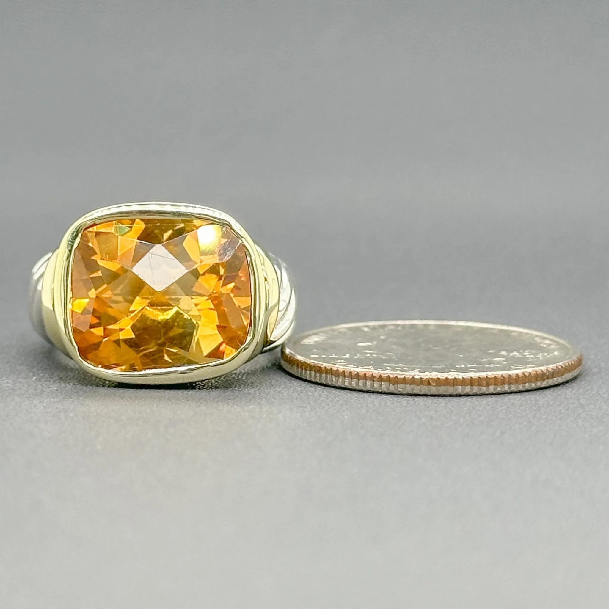 Estate David Yurman SS 14 Citrine Noblesse Ring