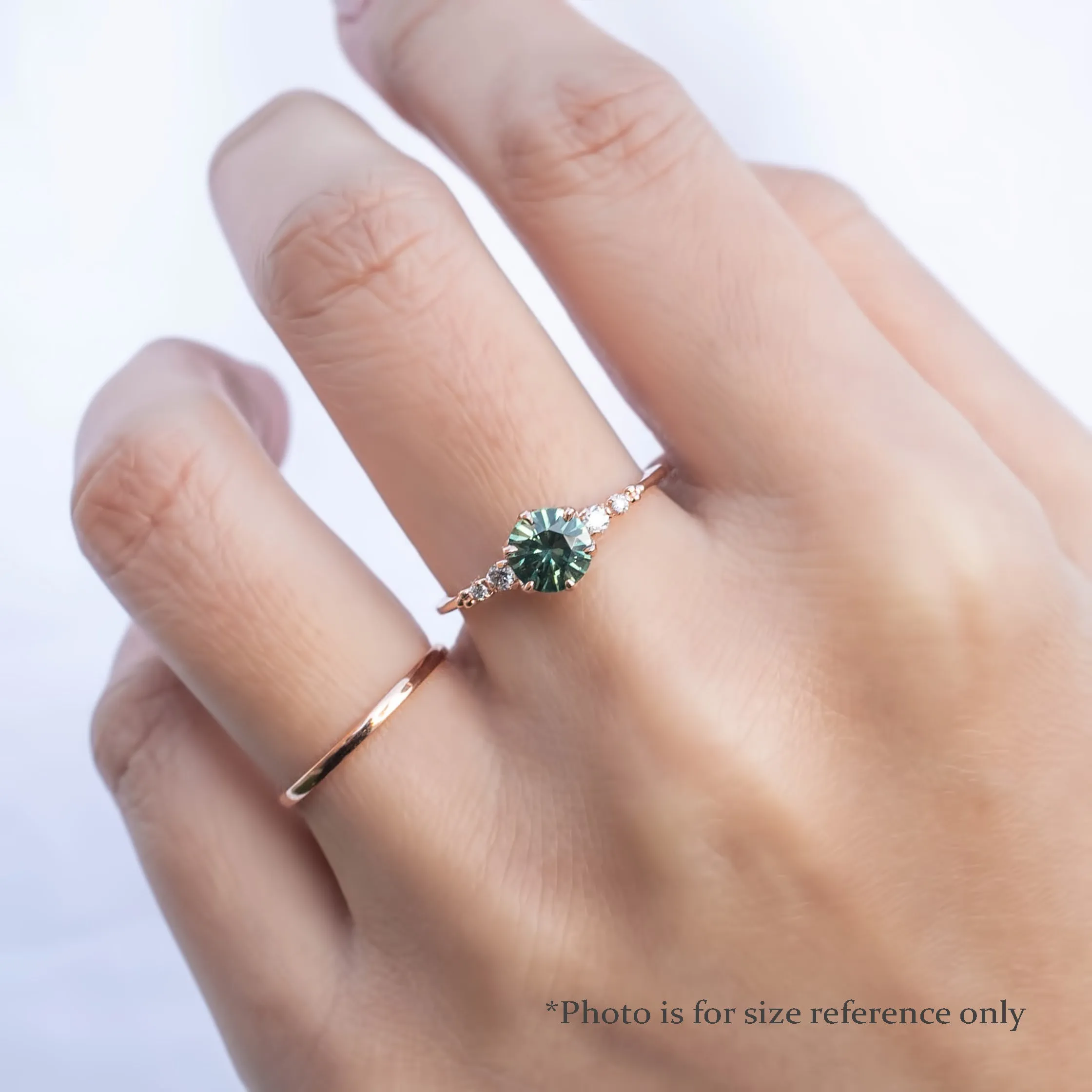 Estel Fleur Ring 1.02ct Blue Green Round Montana Sapphire, 14K Rose Gold (One of a kind)