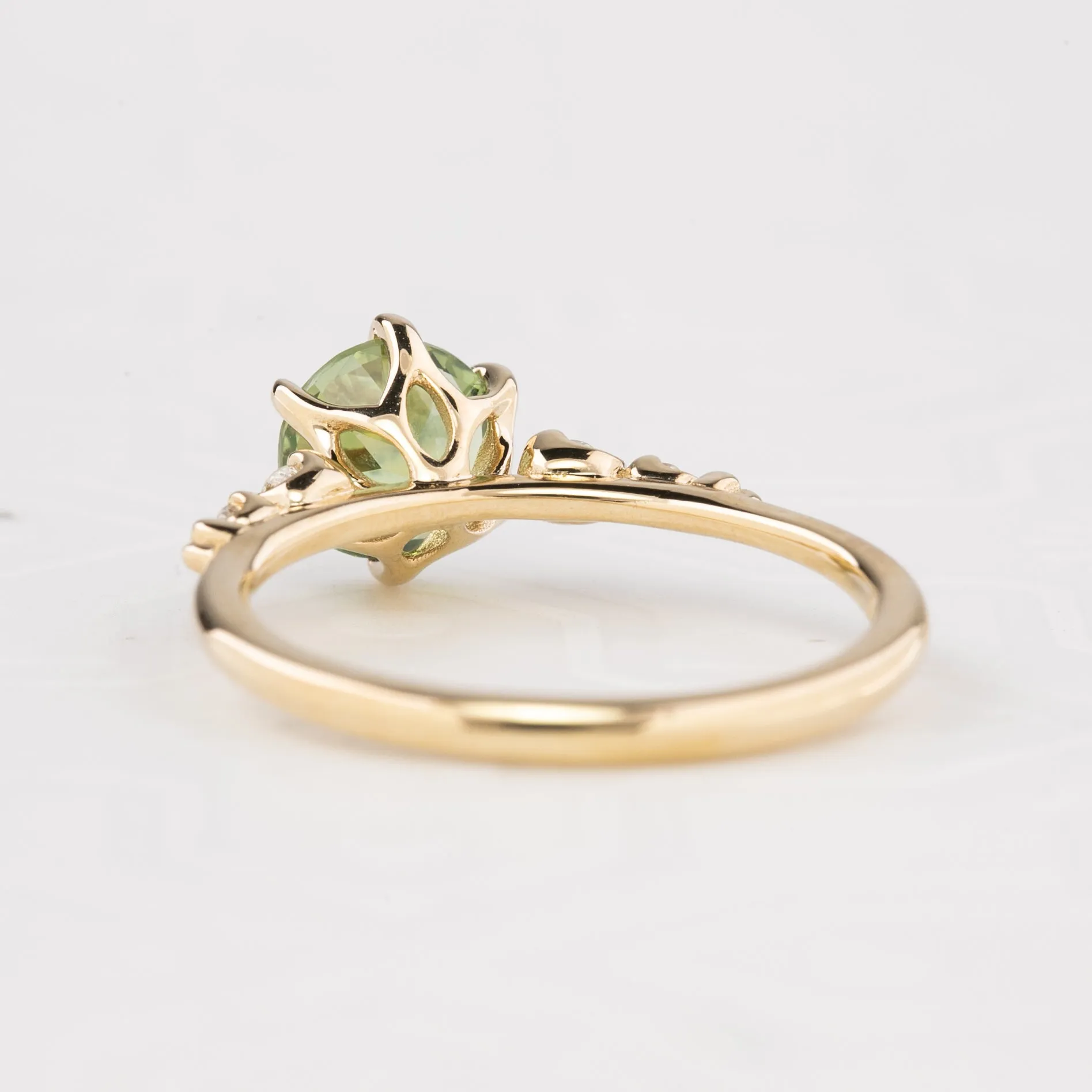 Estel Fleur Ring 1.38ct Parti Green Yellow Montana Sapphire, 14k Yellow Gold (One of a kind)