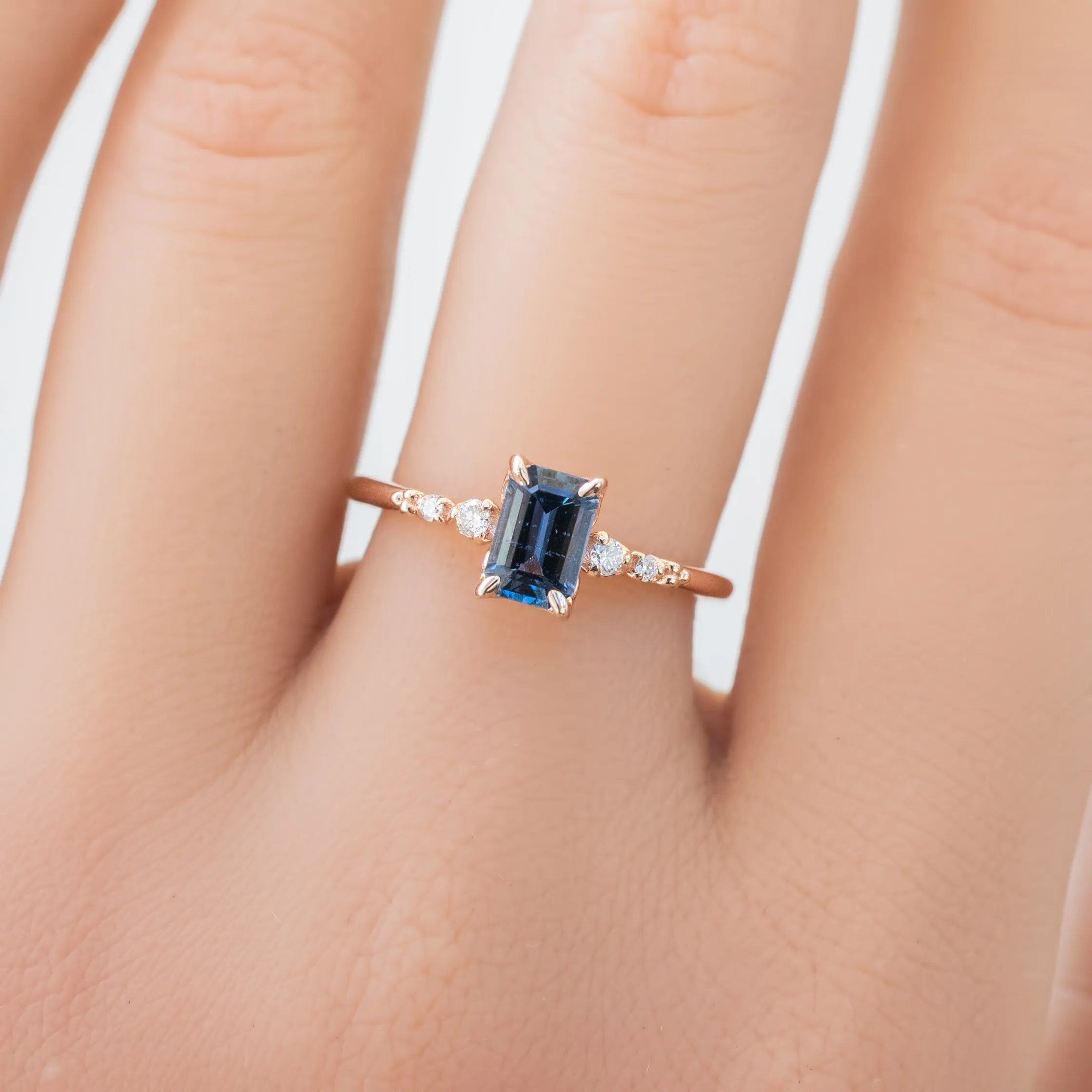 Estel Luxe Ring 0.8ct Blue Montana Sapphire, 14K Rose Gold (One of a kind)