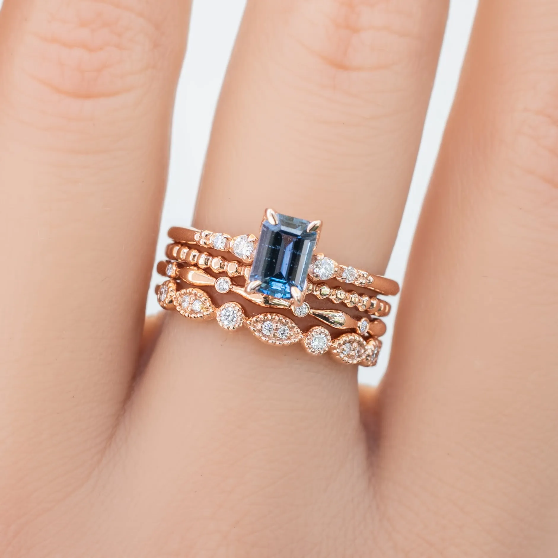 Estel Luxe Ring 0.8ct Blue Montana Sapphire, 14K Rose Gold (One of a kind)