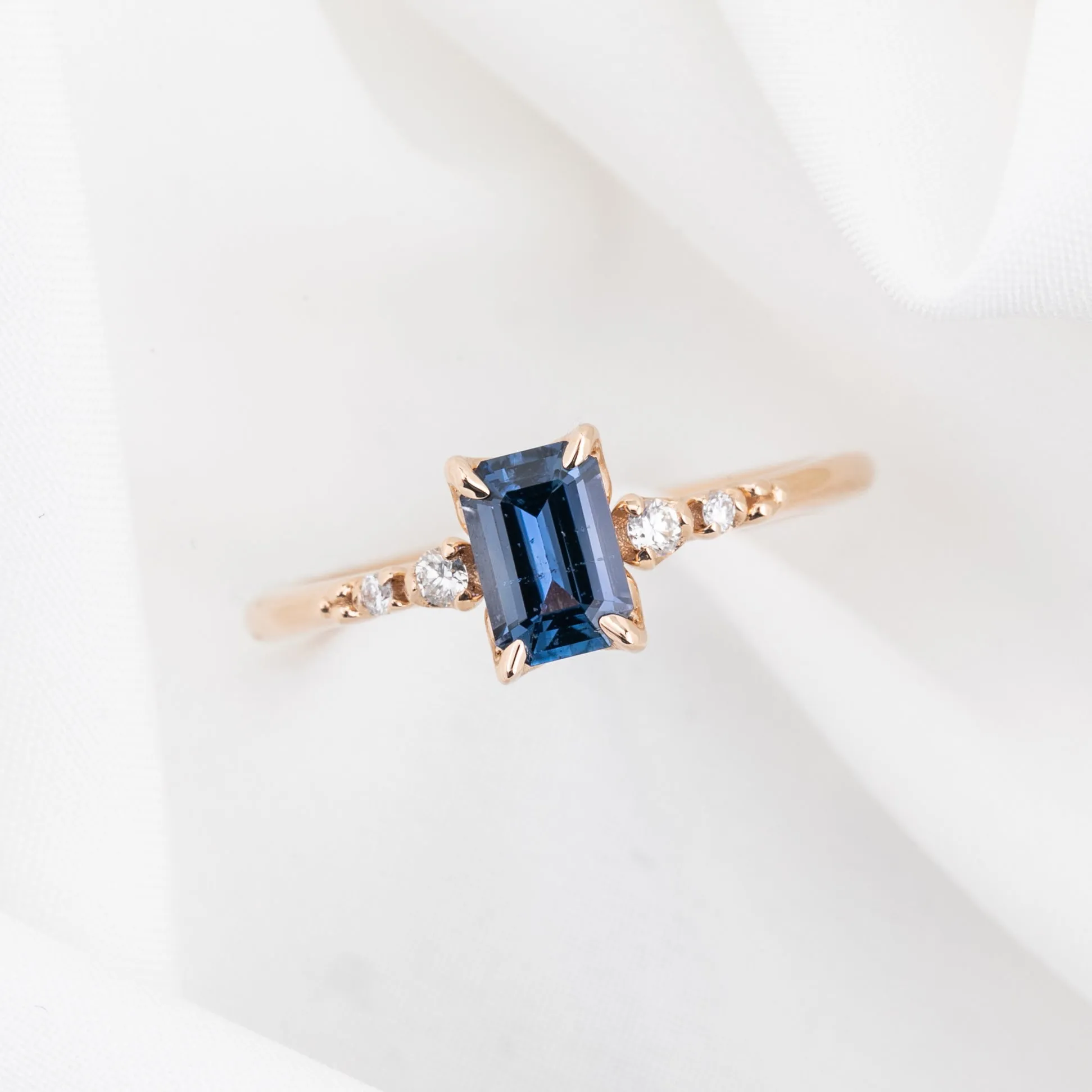 Estel Luxe Ring 0.8ct Blue Montana Sapphire, 14K Rose Gold (One of a kind)