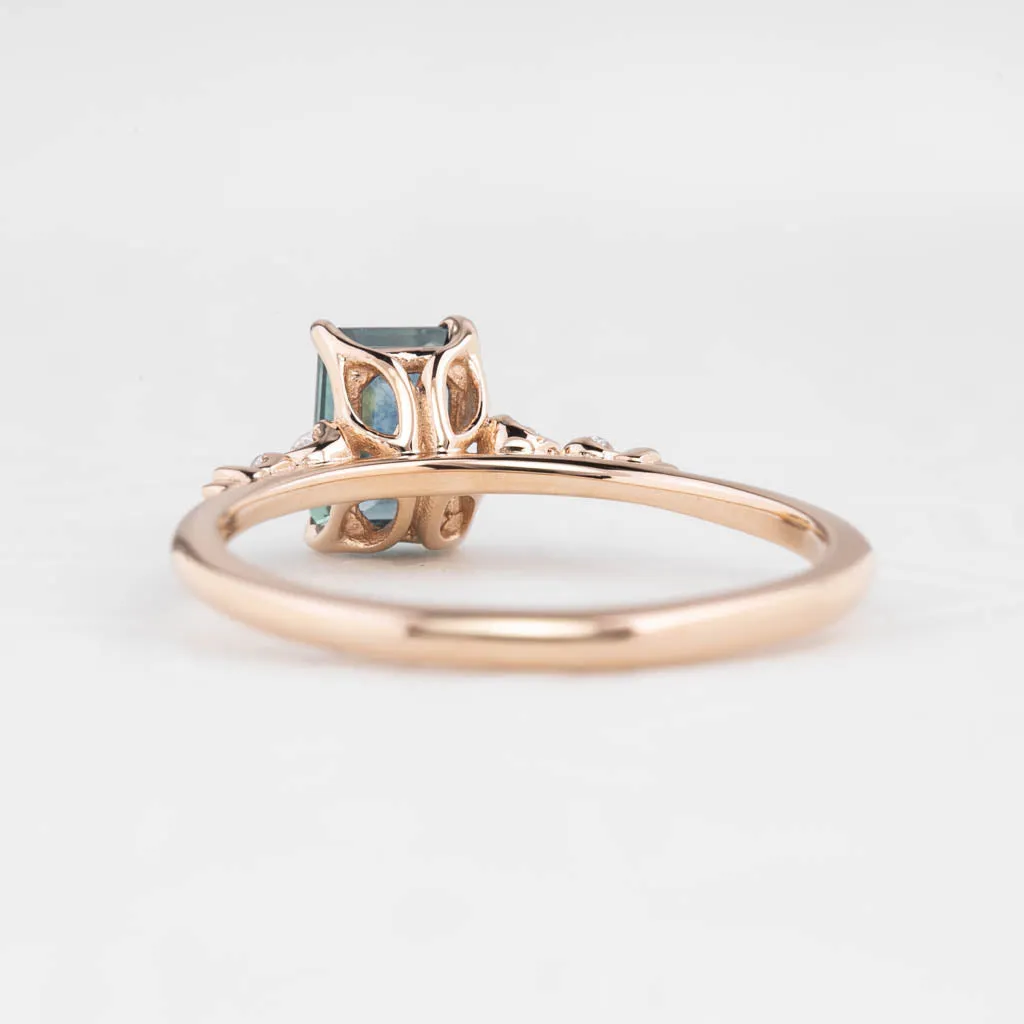 Estel Luxe Ring 0.8ct Blue Montana Sapphire, 14K Rose Gold (One of a kind)