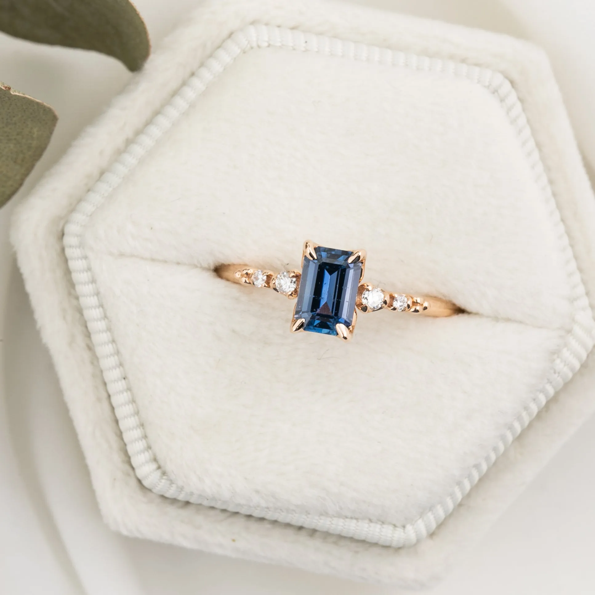 Estel Luxe Ring 0.8ct Blue Montana Sapphire, 14K Rose Gold (One of a kind)