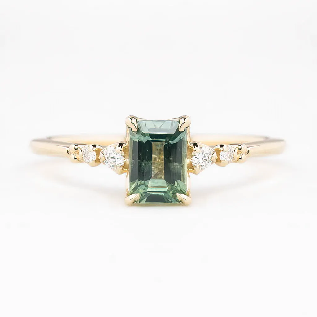 Estel Luxe Ring 0.99ct Green Montana Sapphire, 14K Yellow Gold (One of a kind)