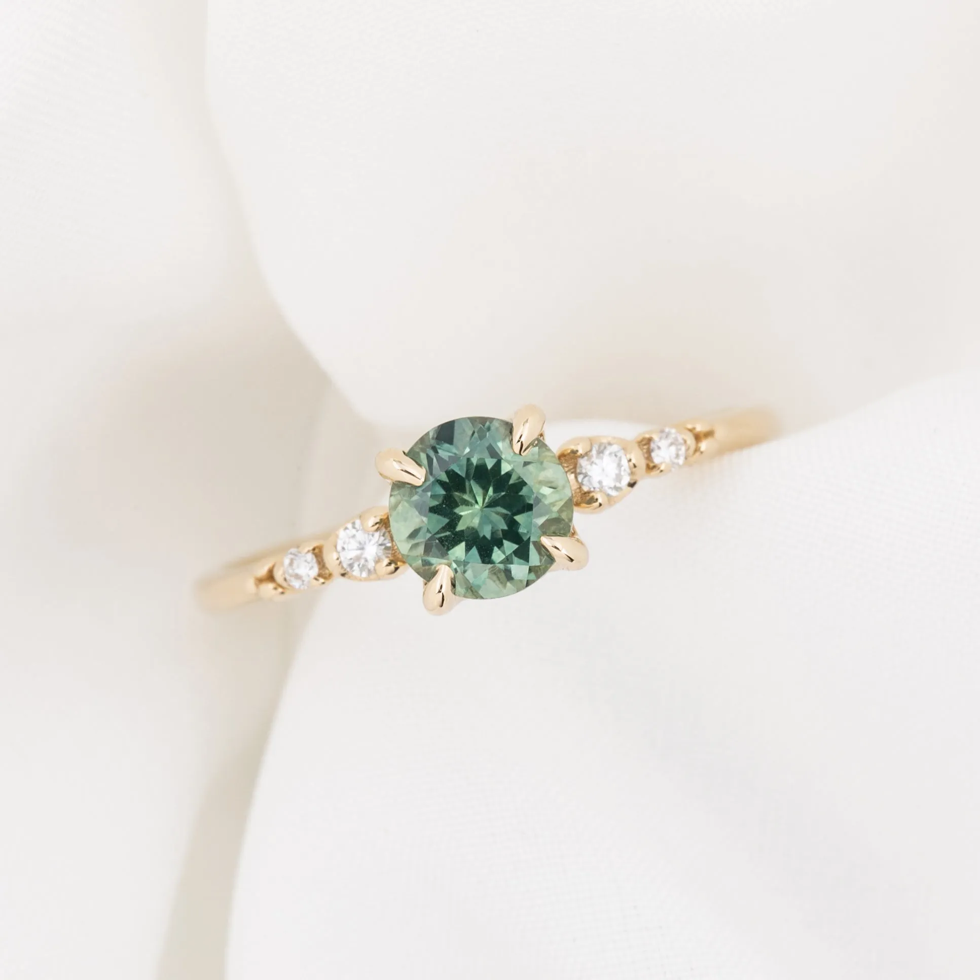 Estel Luxe Ring 1.06ct Green Montana Sapphire, 14k Yellow Gold (One of a kind)